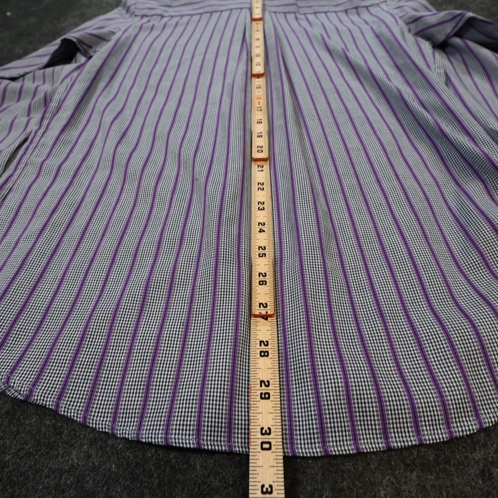 Van Heusen Studio Button Down Shirt Mens Small Purple Excellent Slim Fit Striped - Thumbnail 5