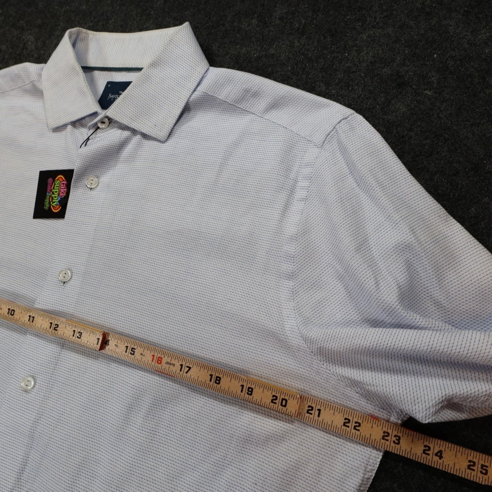 The Savile Row Company Dress Shirt Mens 16 32-33 Blue Excellent Slim Fit Cotton - Thumbnail 3