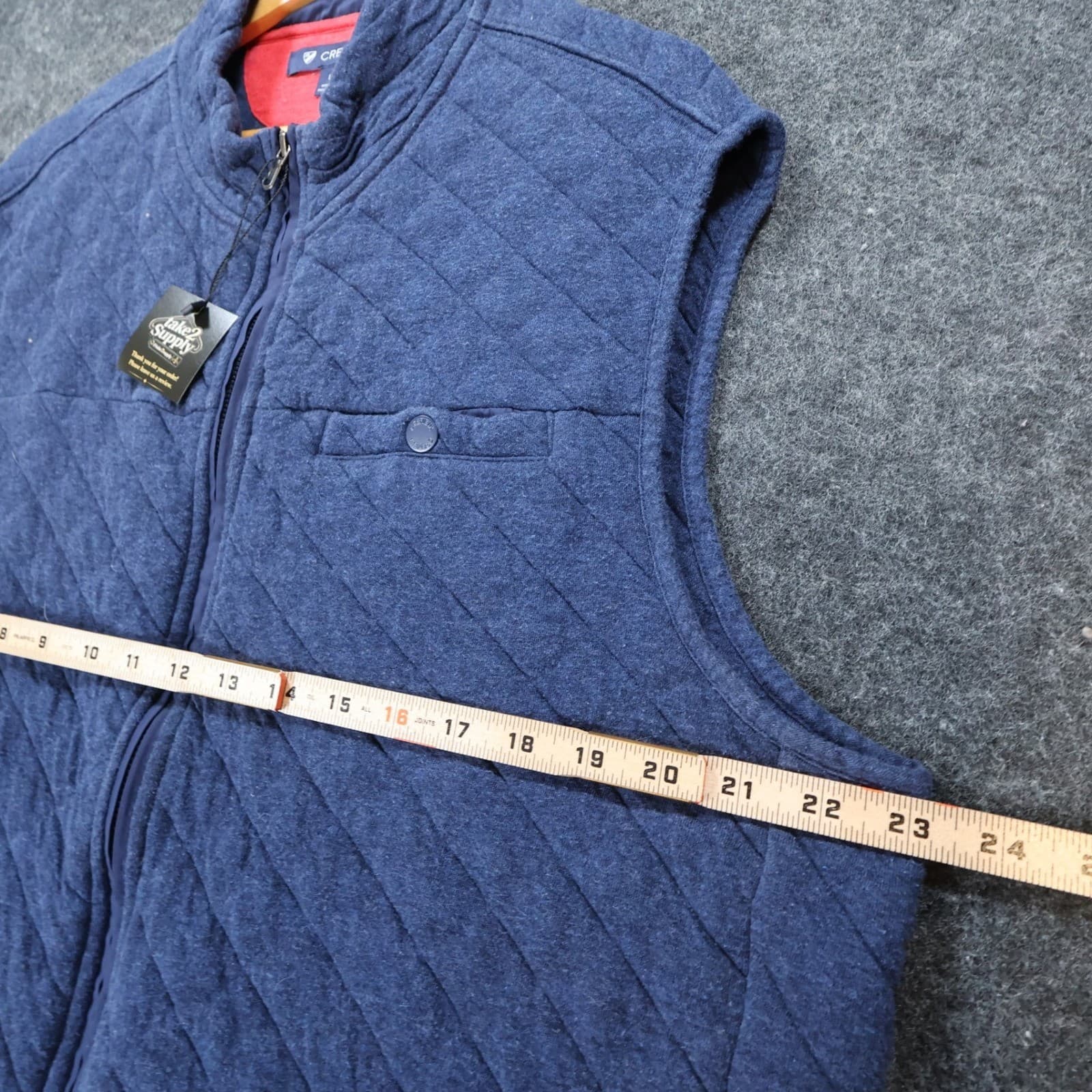 Cremieux Quilted Vest Mens Large Blue Excellent Full Zip Mock Neck Sleeveless - Thumbnail 4