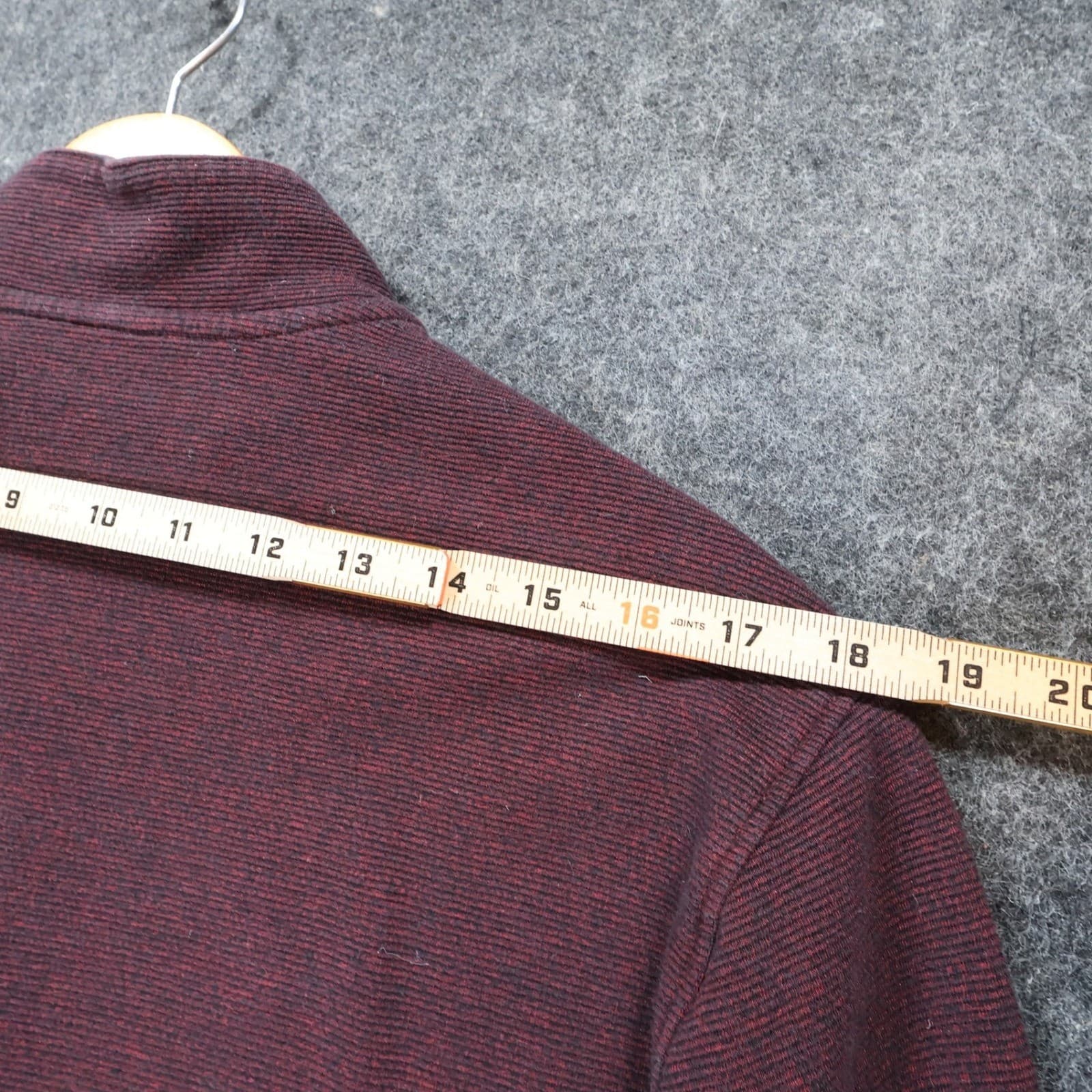 Van Heusen Pullover Mens M Burgundy Excellent Quarter Zip Ribbed Knit - Thumbnail 6