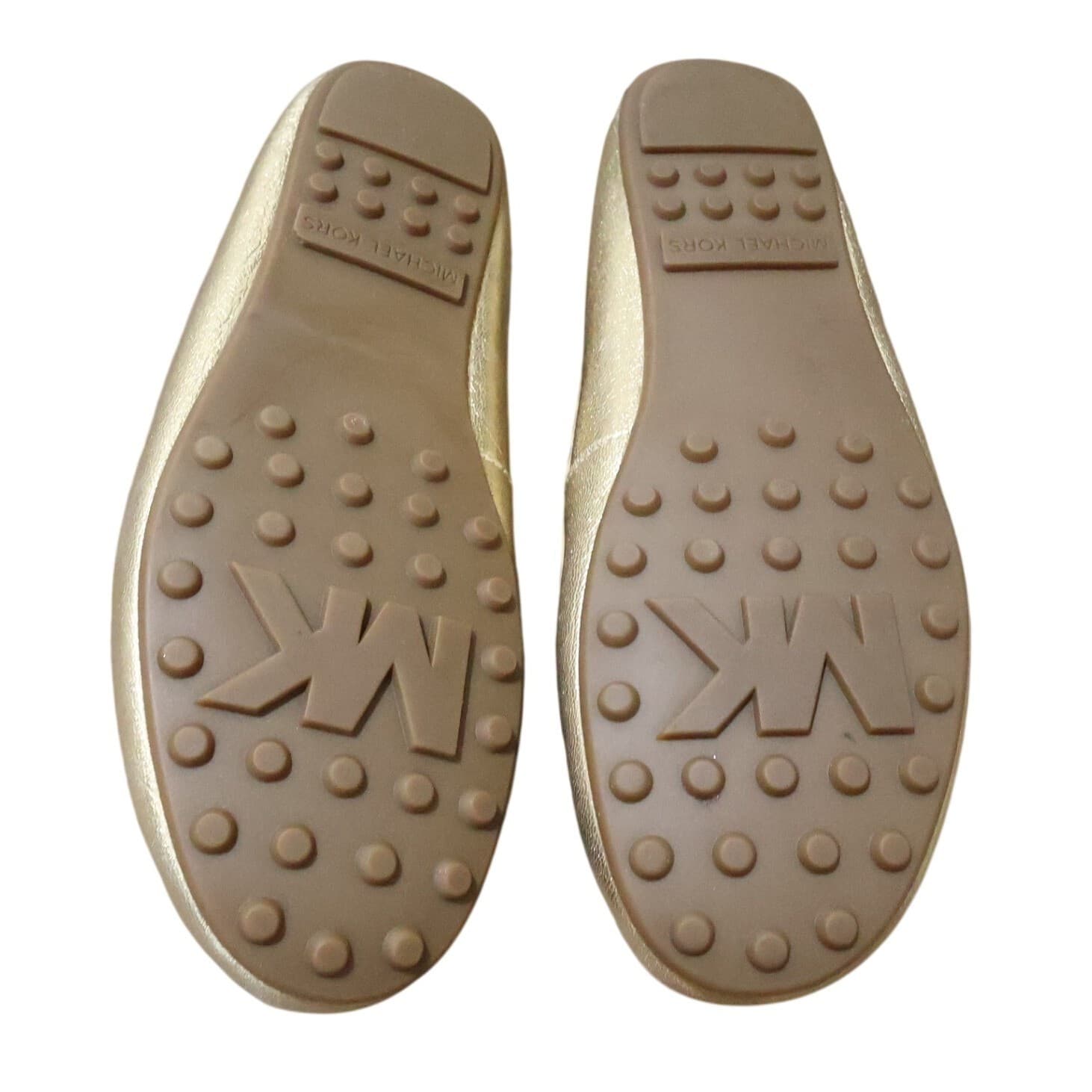 Michael Kors Daisy Moc Womens 10M Pale Gold Excellent Metallic Leather Loafers - Thumbnail 6