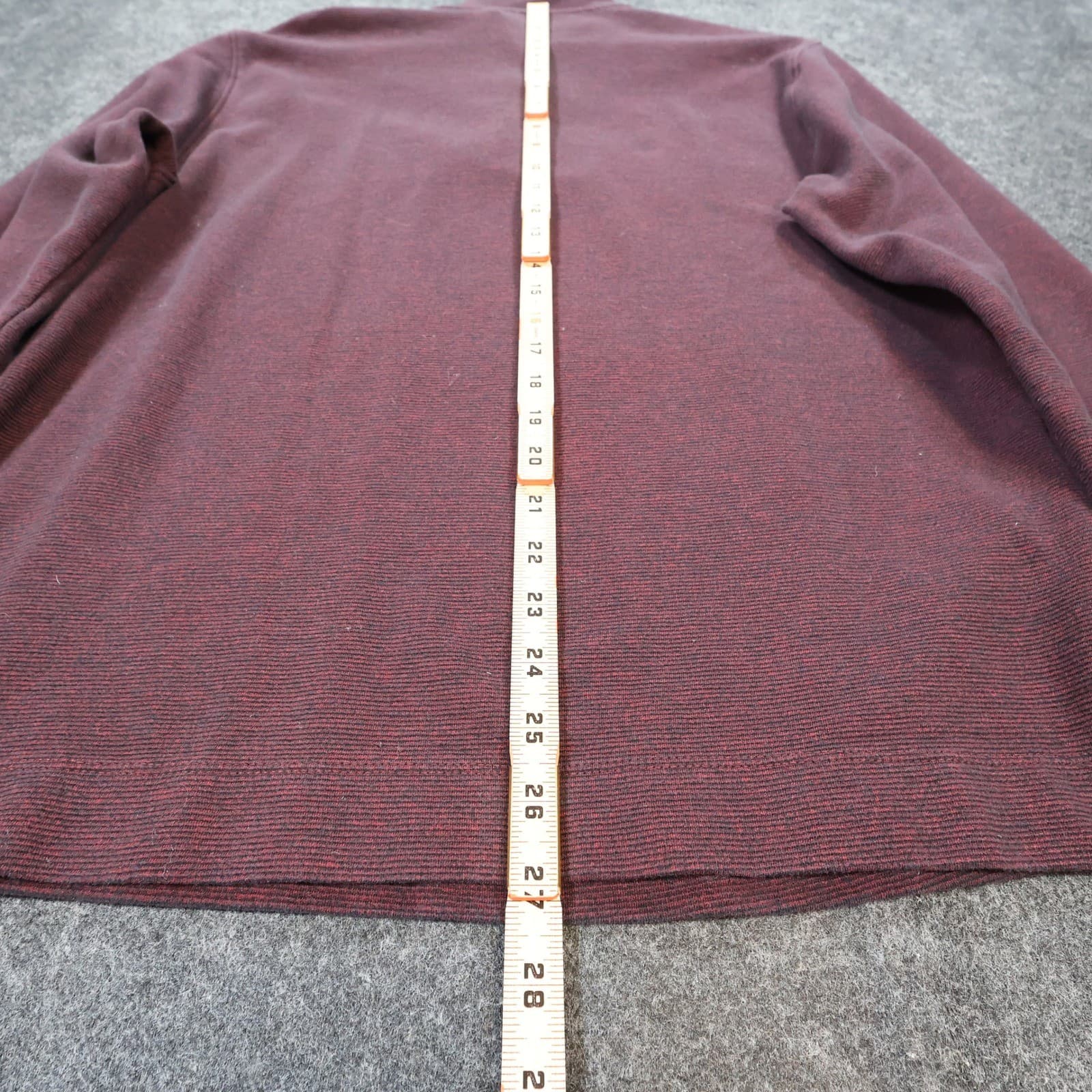 Van Heusen Pullover Mens M Burgundy Excellent Quarter Zip Ribbed Knit - Thumbnail 5