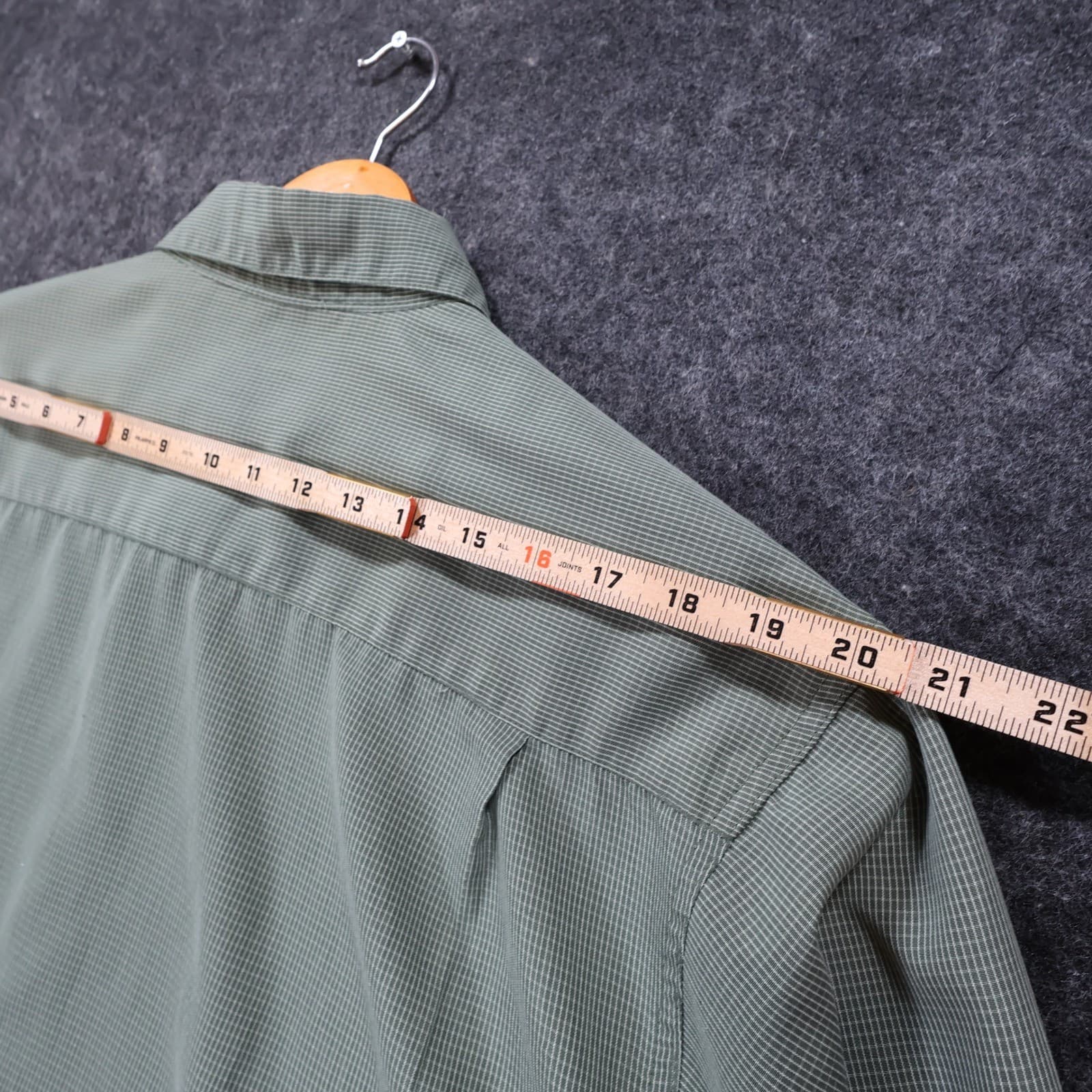 Haggar Button Up Shirt Mens L Green Excellent Micro Check Long Sleeve 1689 - Thumbnail 6