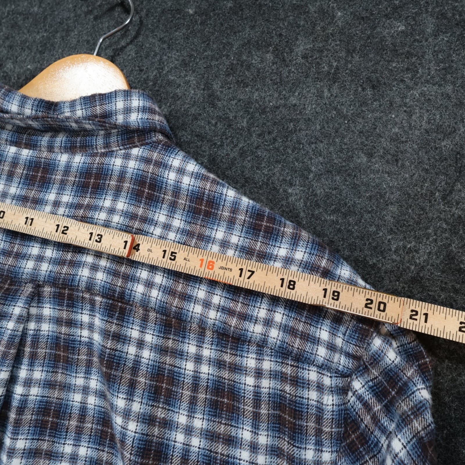Arrow Flannel Shirt Mens Large Blue Excellent Plaid Button Down - Thumbnail 6