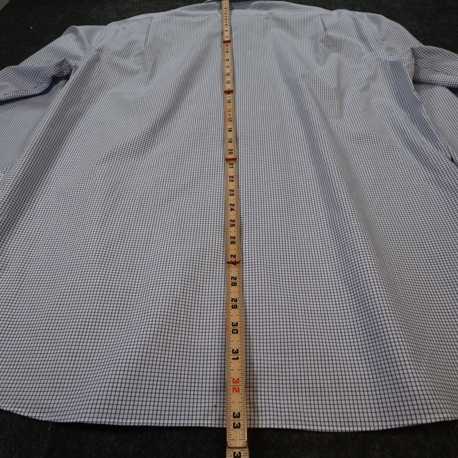 Tommy Hilfiger Button Down Mens 17 32-33 Blue Excellent Non Iron Gingham - Thumbnail 5