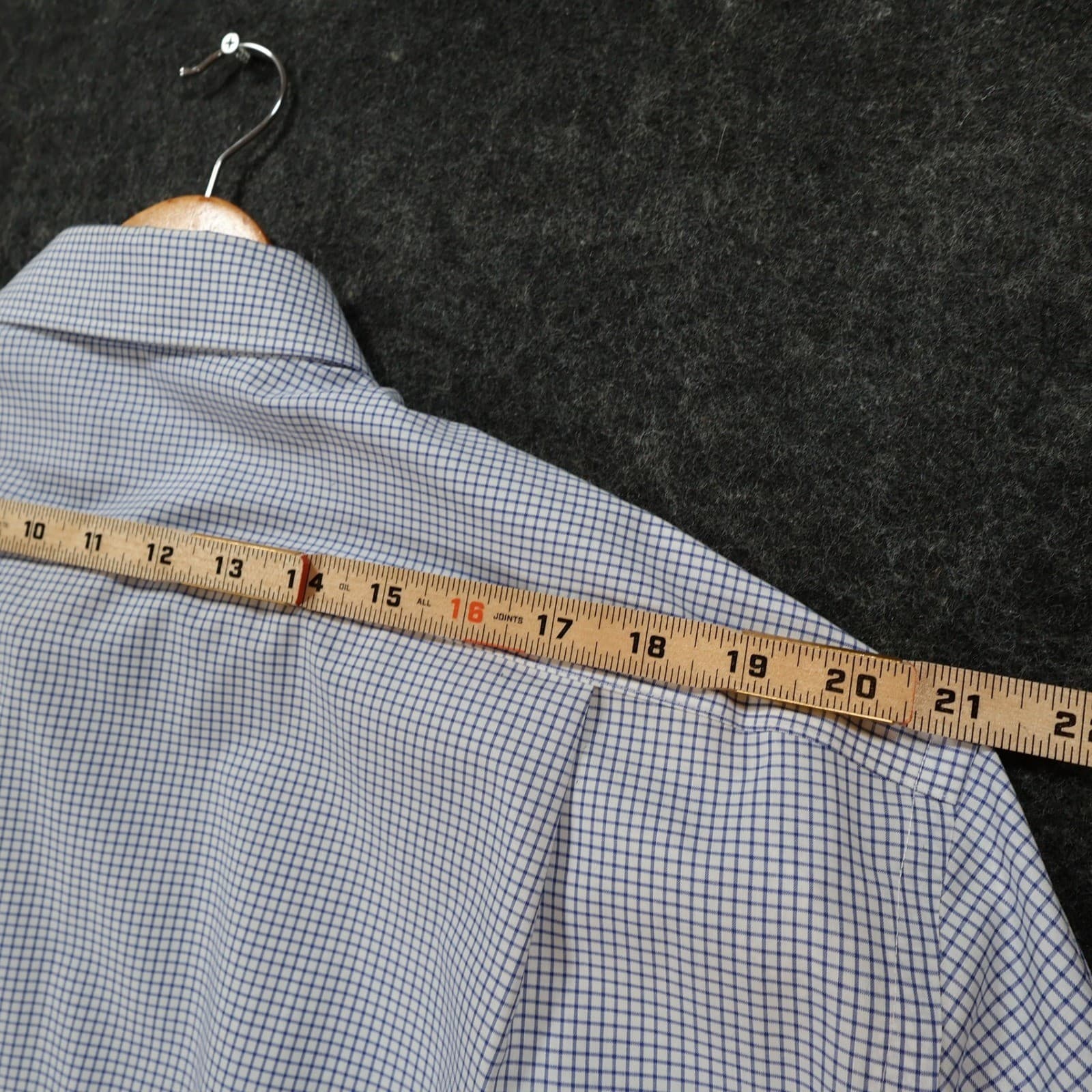 Tommy Hilfiger Button Down Mens 17 32-33 Blue Excellent Non Iron Gingham - Thumbnail 6