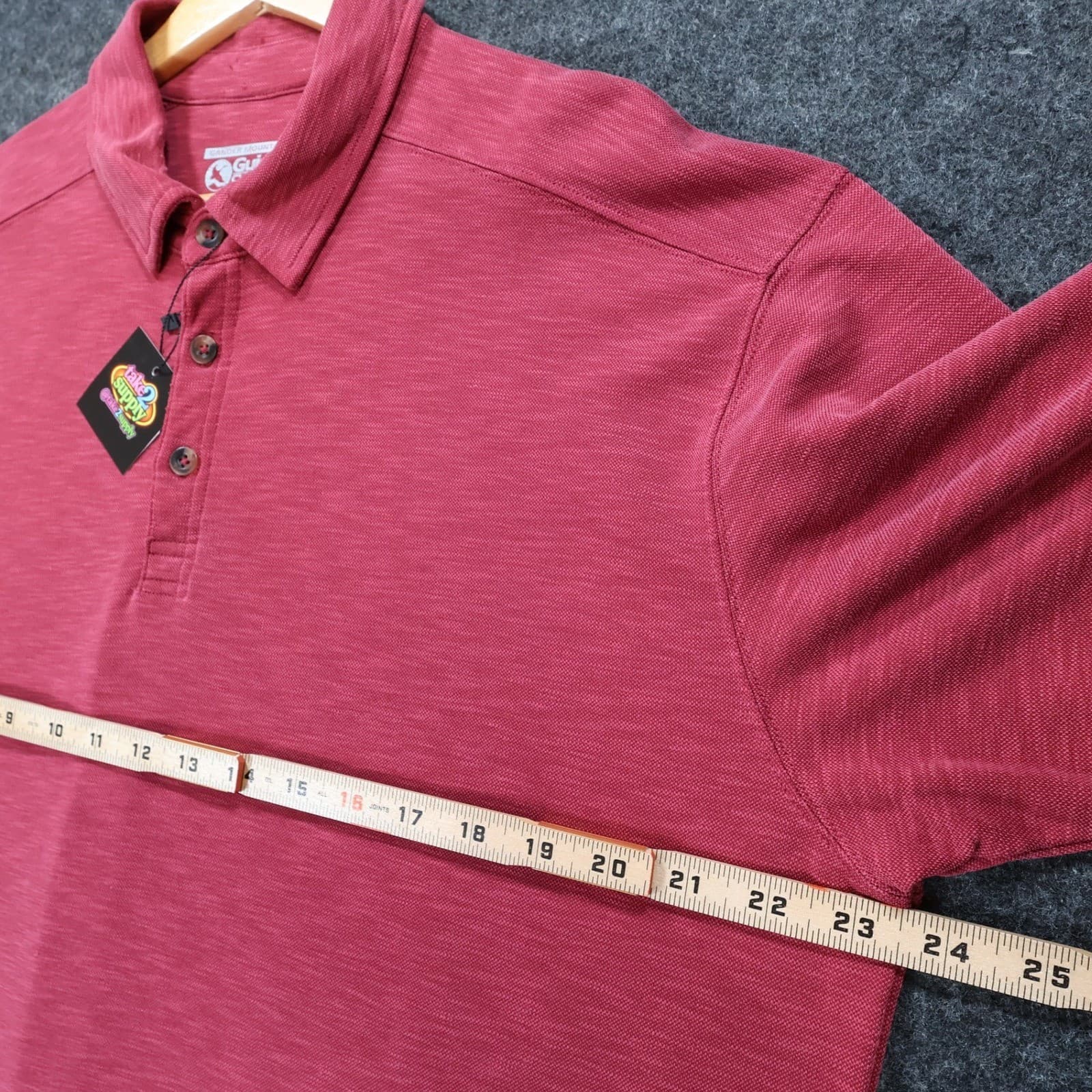 Gander Mountain Guide Series Polo Mens Large Red Excellent Slub Modal Blend - Thumbnail 3