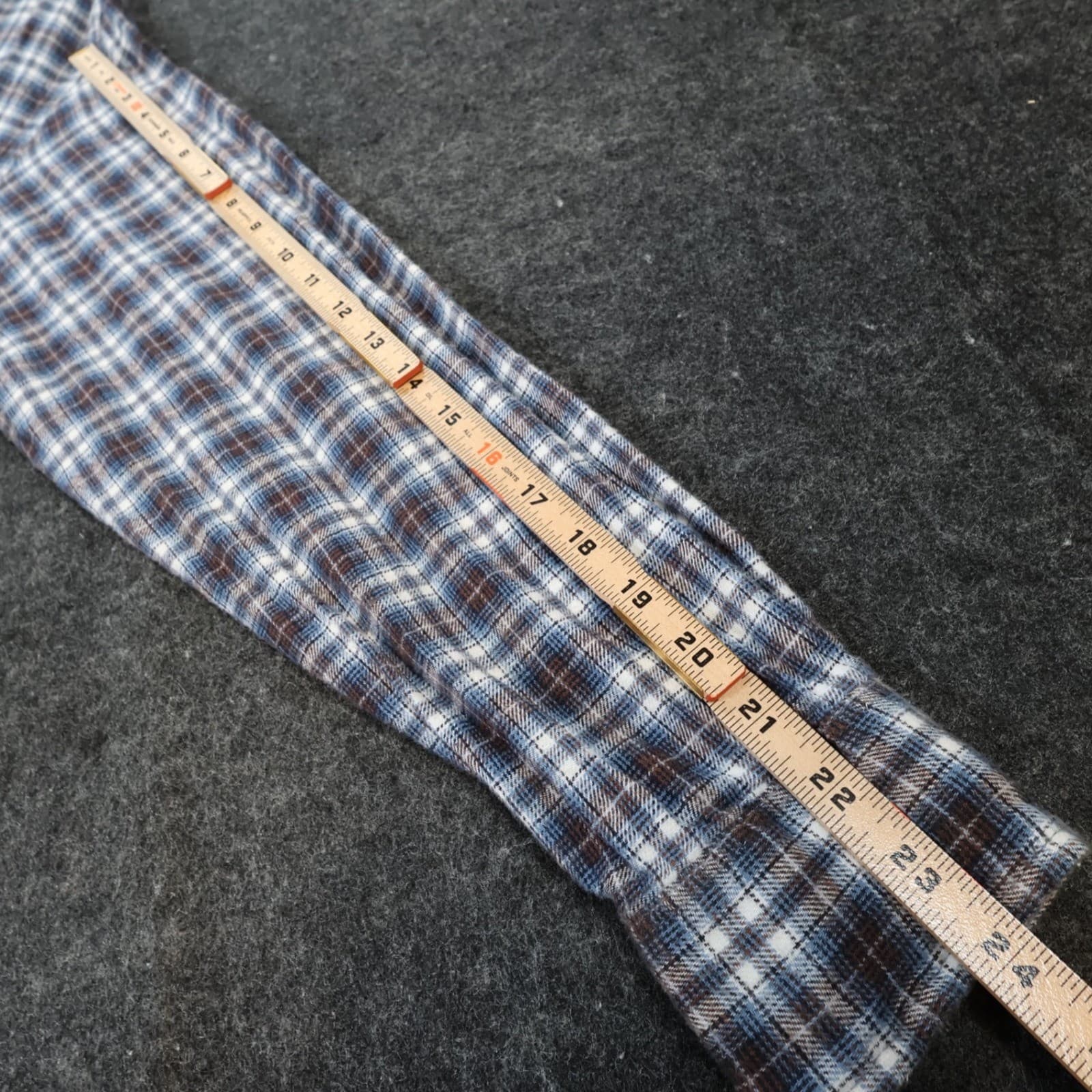 Arrow Flannel Shirt Mens Large Blue Excellent Plaid Button Down - Thumbnail 4