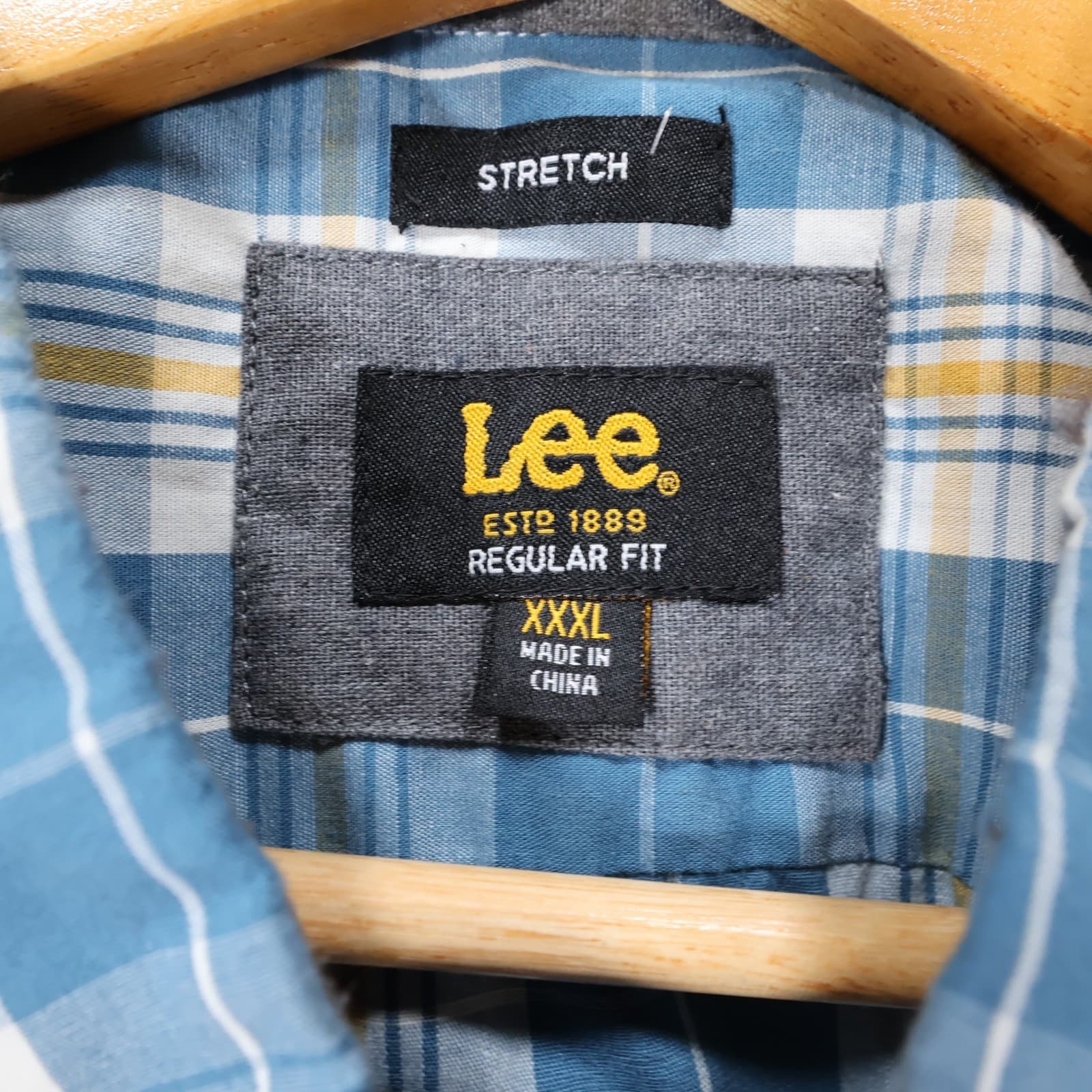 Lee Button Up Mens XXXL Blue Plaid Excellent Stretch Regular Fit Long Sleeve - Thumbnail 7