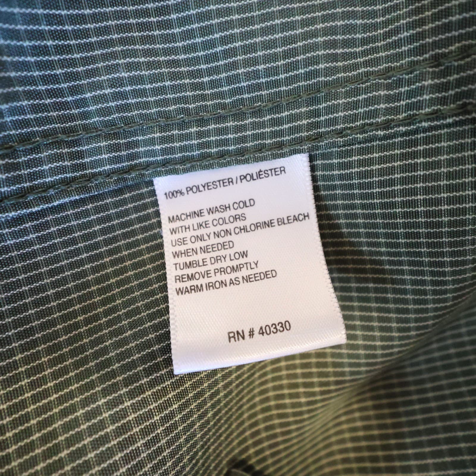 Haggar Button Up Shirt Mens L Green Excellent Micro Check Long Sleeve 1689 - Thumbnail 8