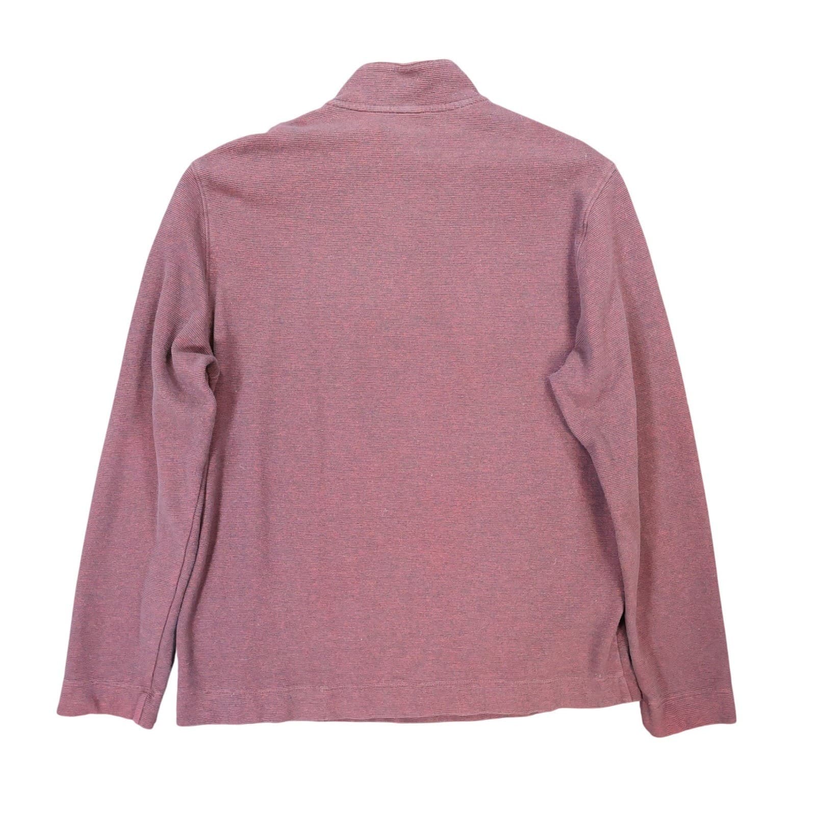 Van Heusen Pullover Mens M Burgundy Excellent Quarter Zip Ribbed Knit - Thumbnail 2