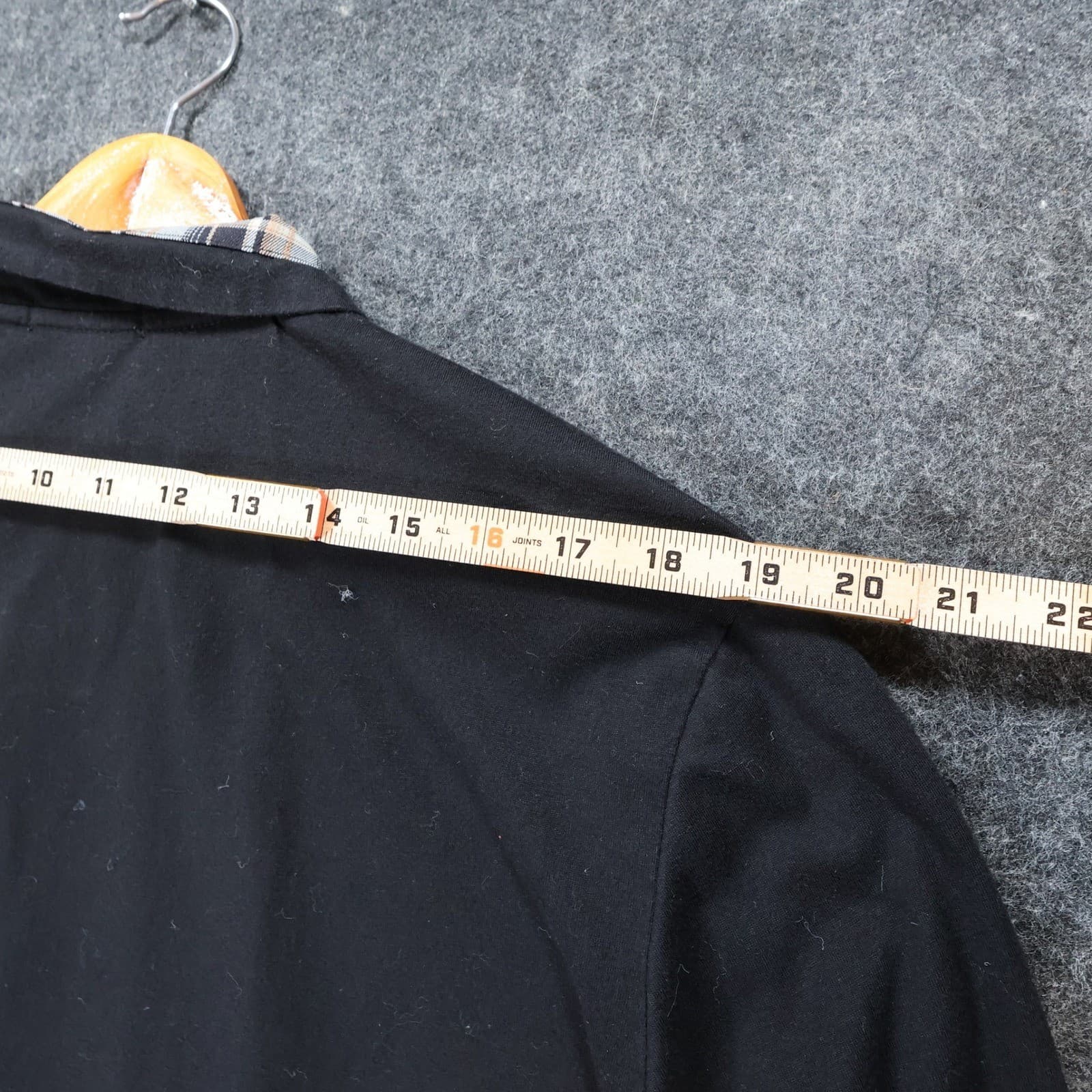 Coofandy Polo Mens Medium Black Excellent Plaid Trim Long Sleeve Pocket - Thumbnail 6