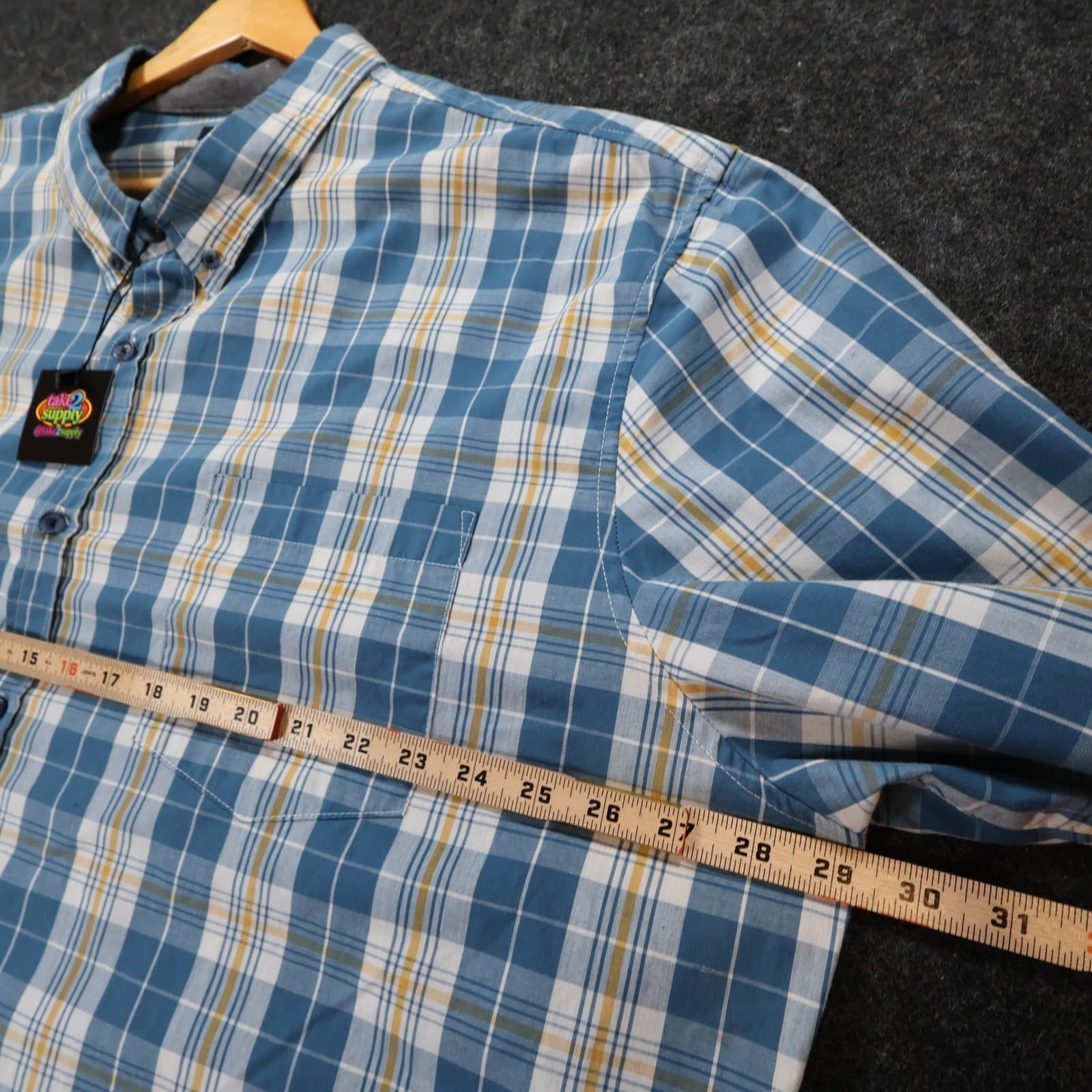 Lee Button Up Mens XXXL Blue Plaid Excellent Stretch Regular Fit Long Sleeve - Thumbnail 3
