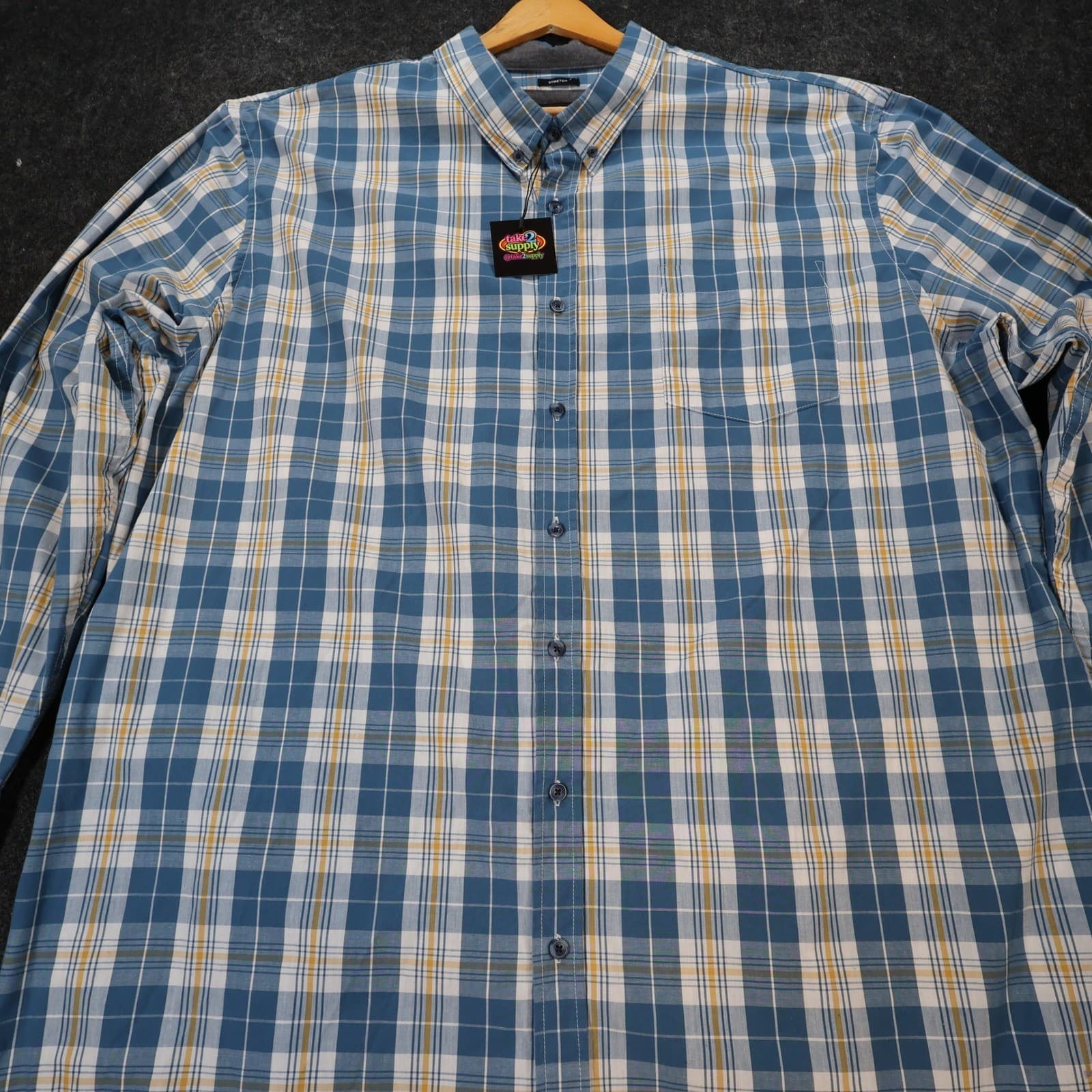 Lee Button Up Mens XXXL Blue Plaid Excellent Stretch Regular Fit Long Sleeve - Thumbnail 10