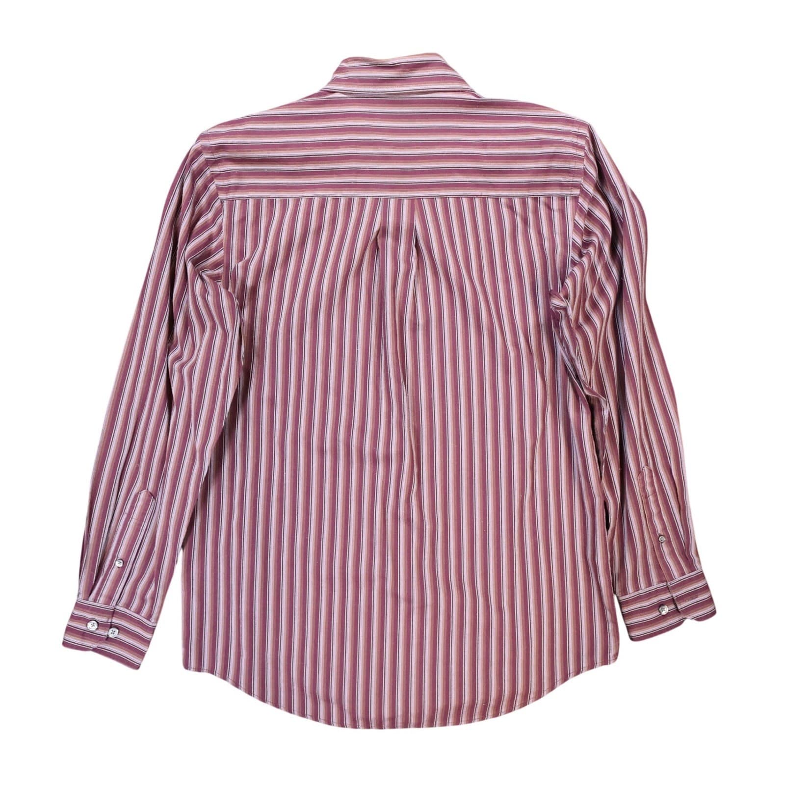 Van Heusen Button Up Shirt Mens S Burgundy Excellent Striped Wrinkle Free - Thumbnail 2