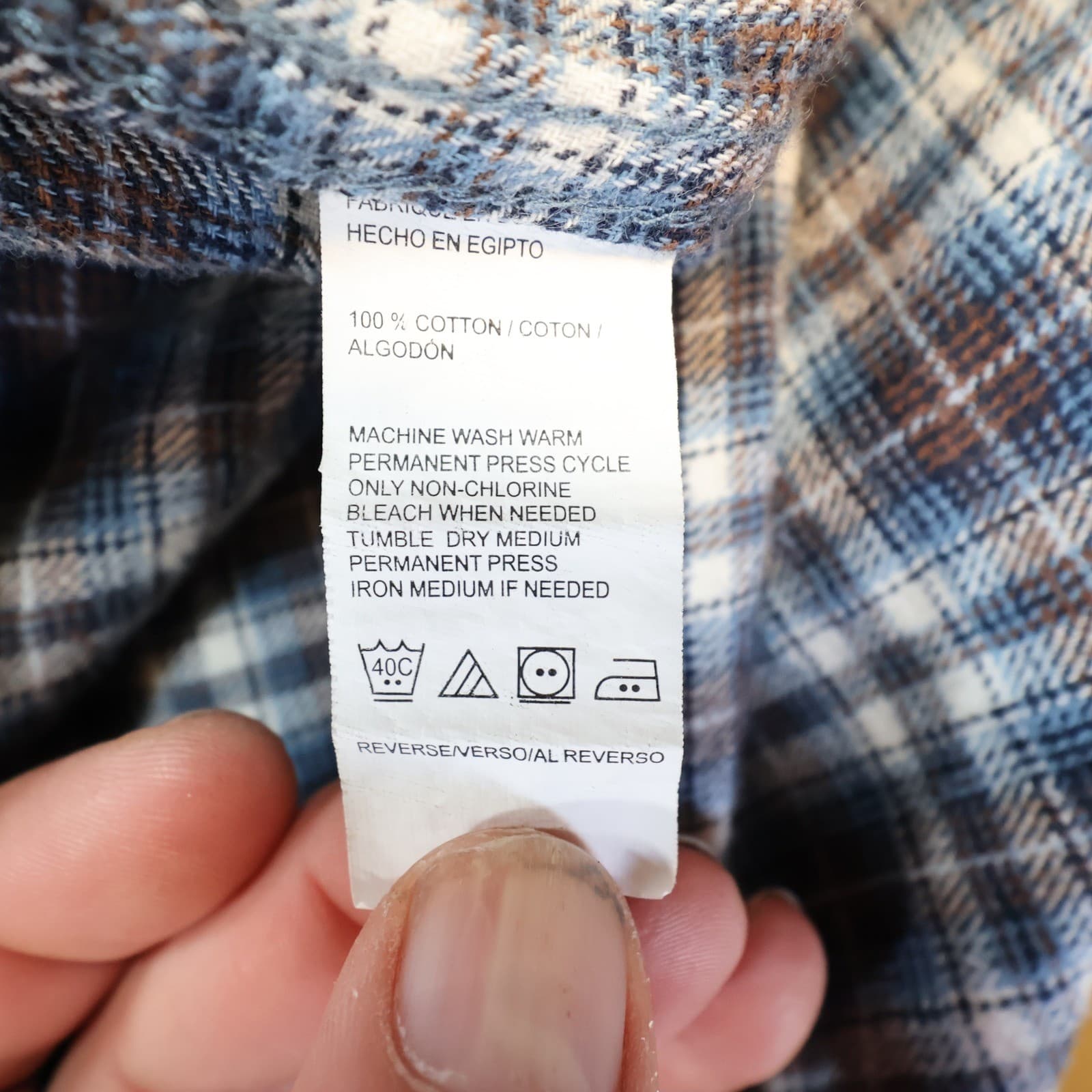Arrow Flannel Shirt Mens Large Blue Excellent Plaid Button Down - Thumbnail 7