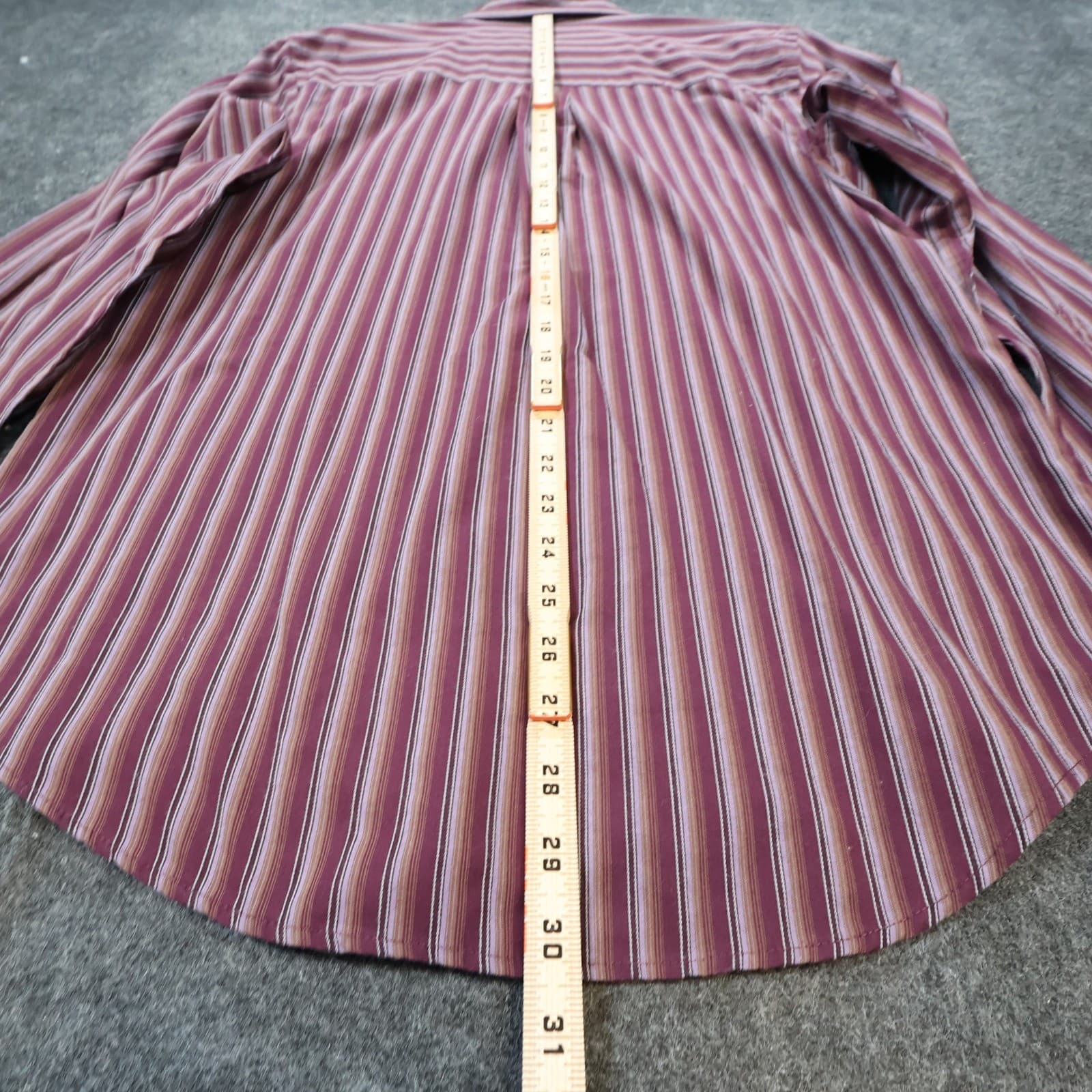Van Heusen Button Up Shirt Mens S Burgundy Excellent Striped Wrinkle Free - Thumbnail 6