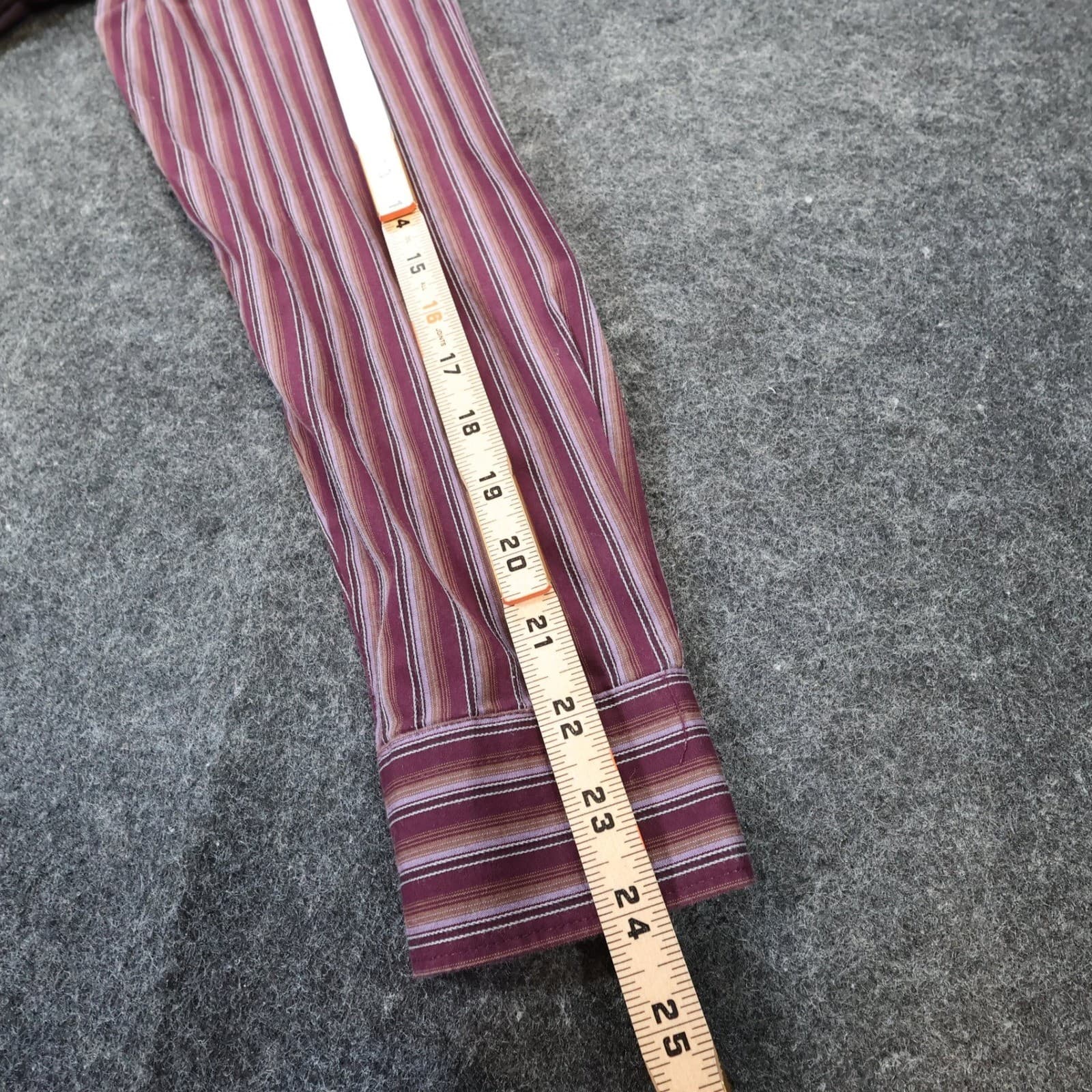Van Heusen Button Up Shirt Mens S Burgundy Excellent Striped Wrinkle Free - Thumbnail 5