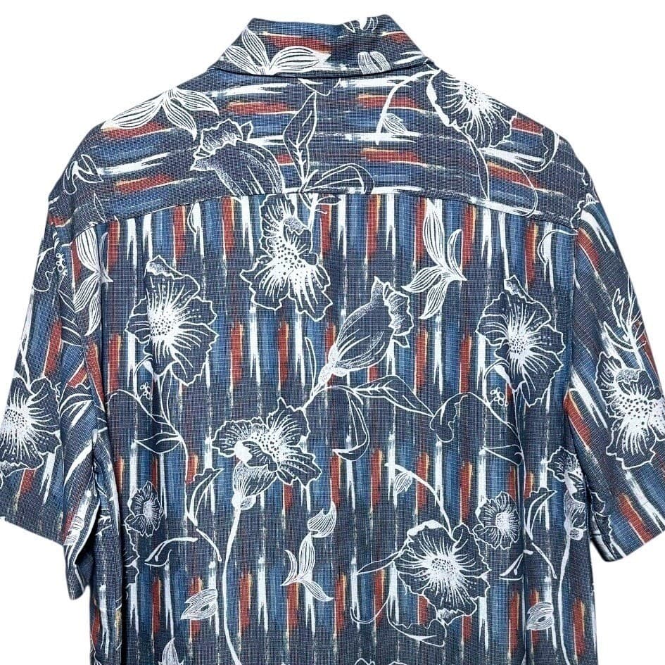 Caribbean Men's Floral Aloha Shirt - Blue Red White, Size S - Thumbnail 6