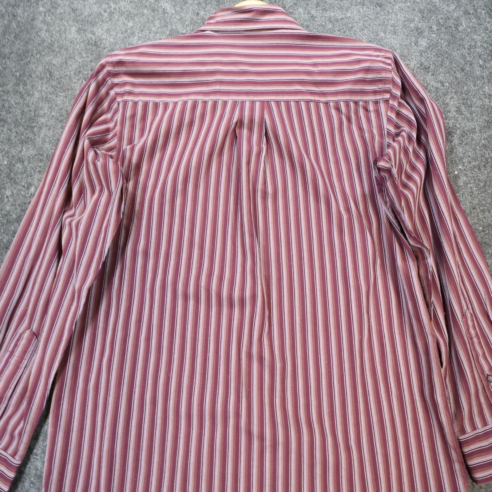 Van Heusen Button Up Shirt Mens S Burgundy Excellent Striped Wrinkle Free - Thumbnail 10