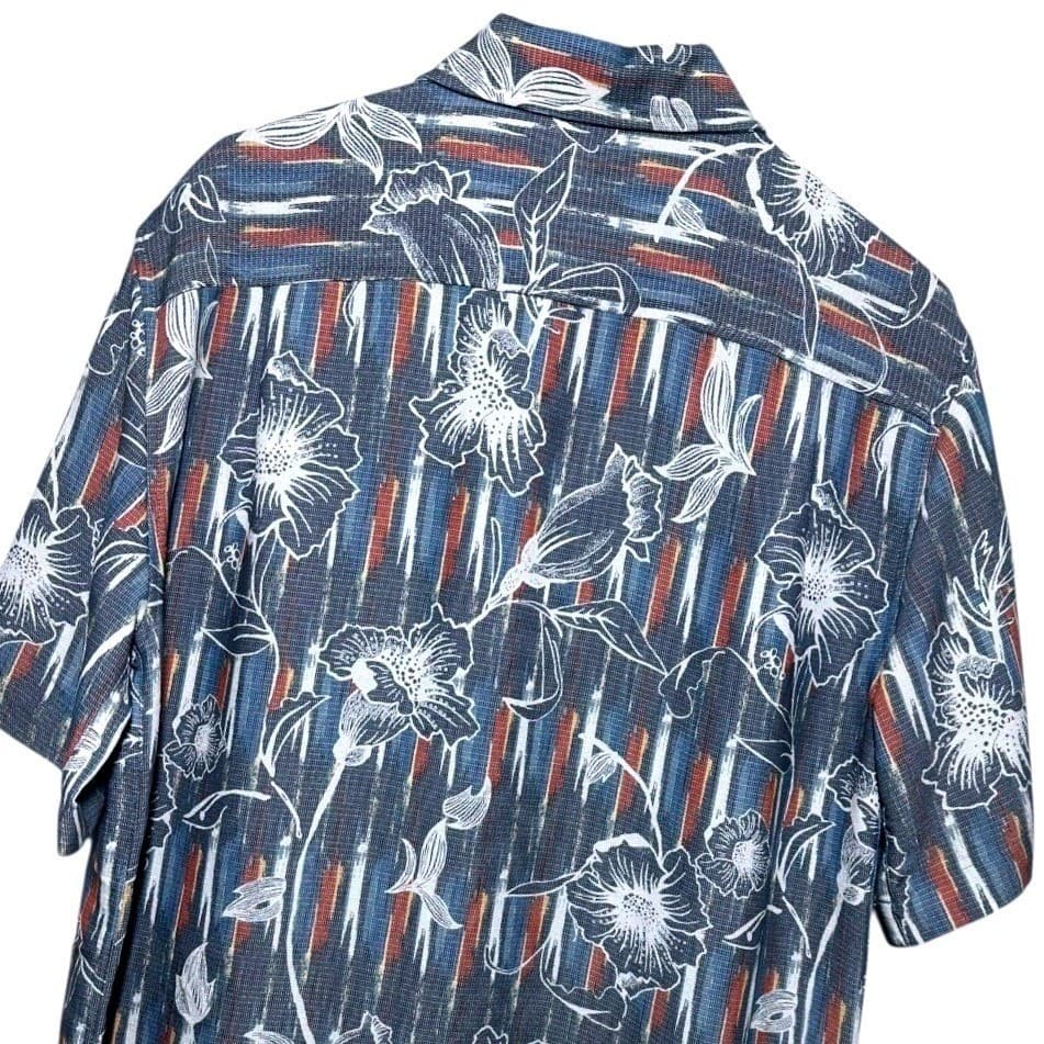 Caribbean Men's Floral Aloha Shirt - Blue Red White, Size S - Thumbnail 3
