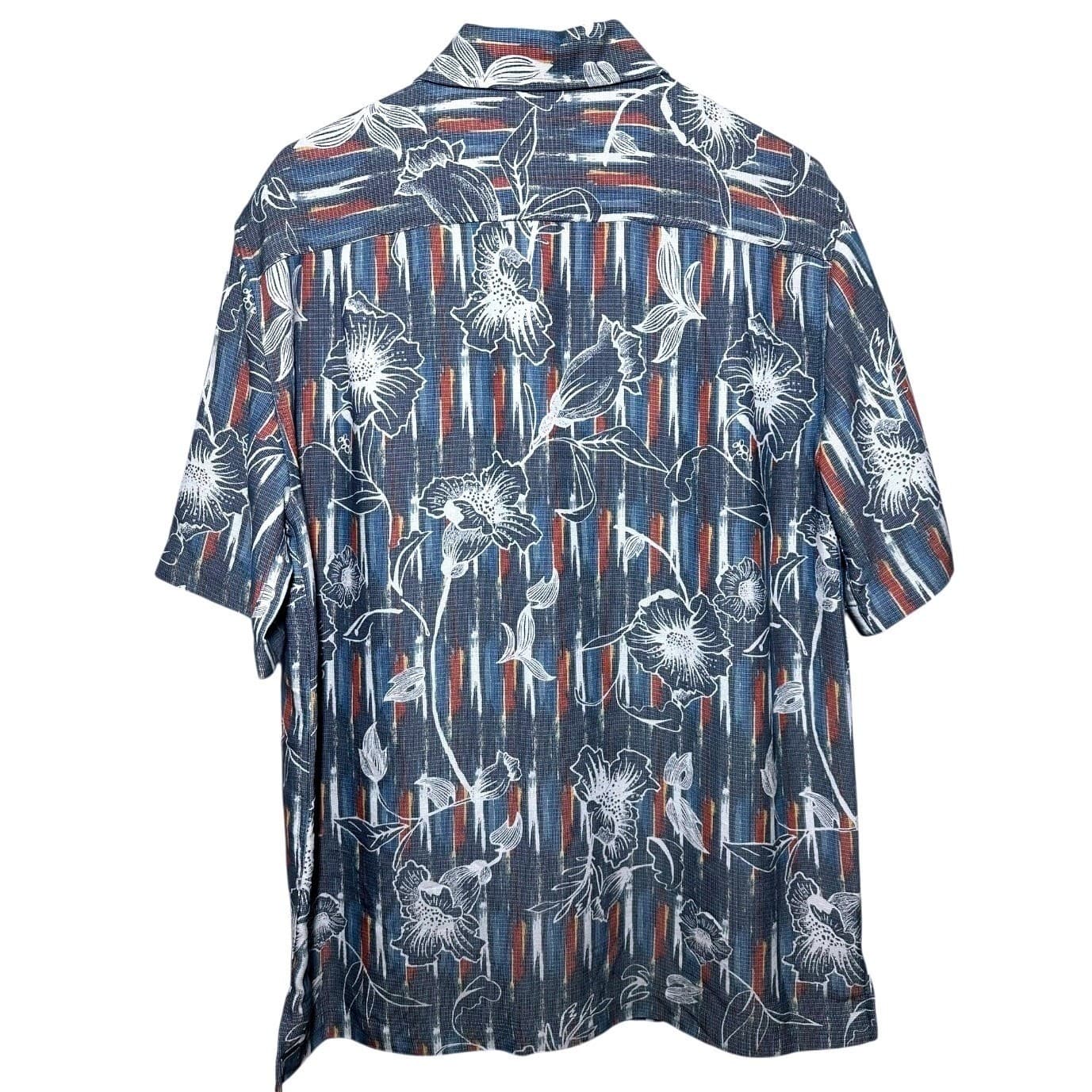 Caribbean Men's Floral Aloha Shirt - Blue Red White, Size S - Thumbnail 4