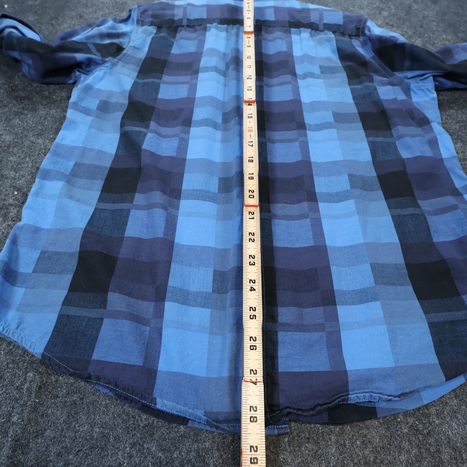Calvin Klein Jeans Shirt Mens L Blue Excellent Plaid Long Sleeve Button Up - Thumbnail 6
