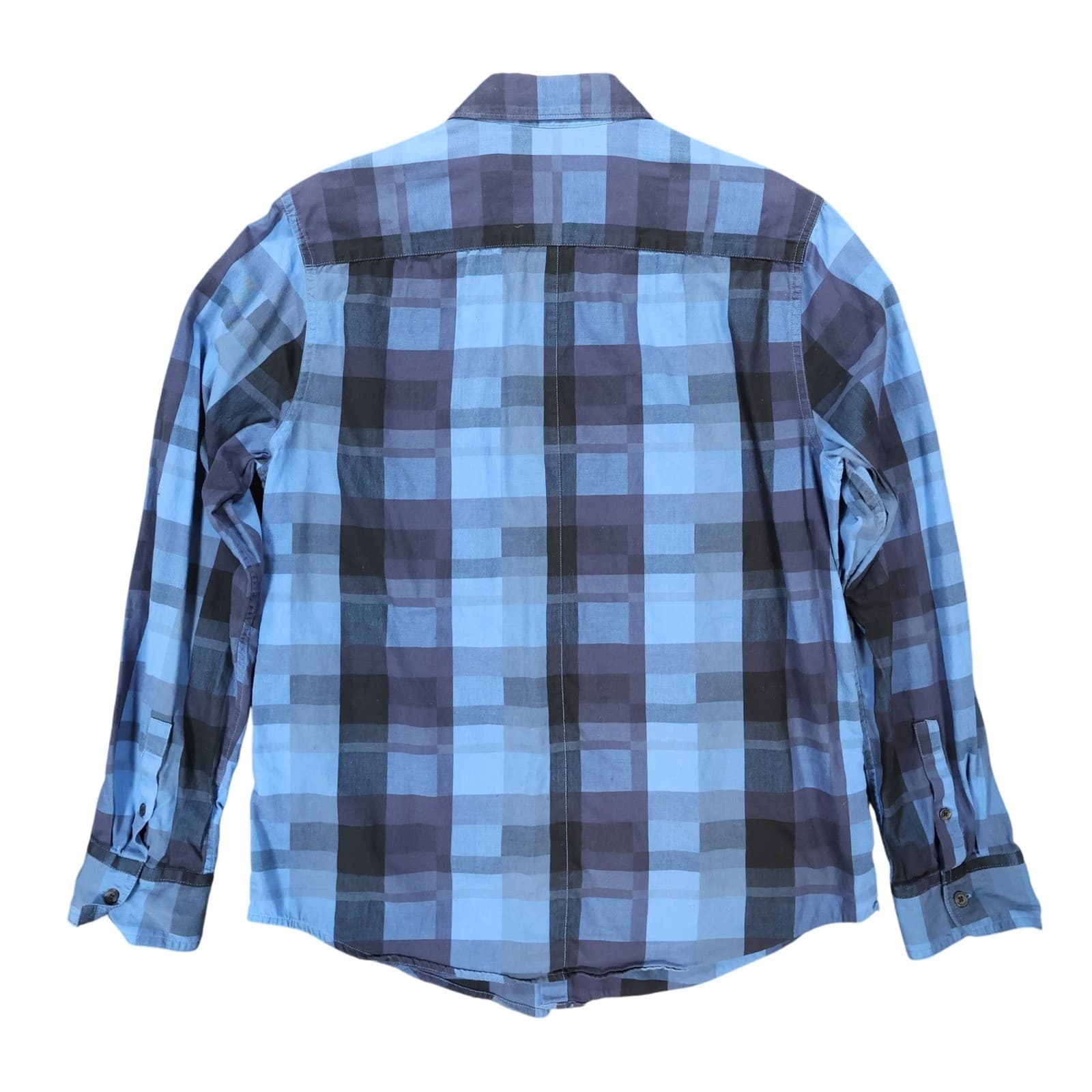 Calvin Klein Jeans Shirt Mens L Blue Excellent Plaid Long Sleeve Button Up - Thumbnail 2