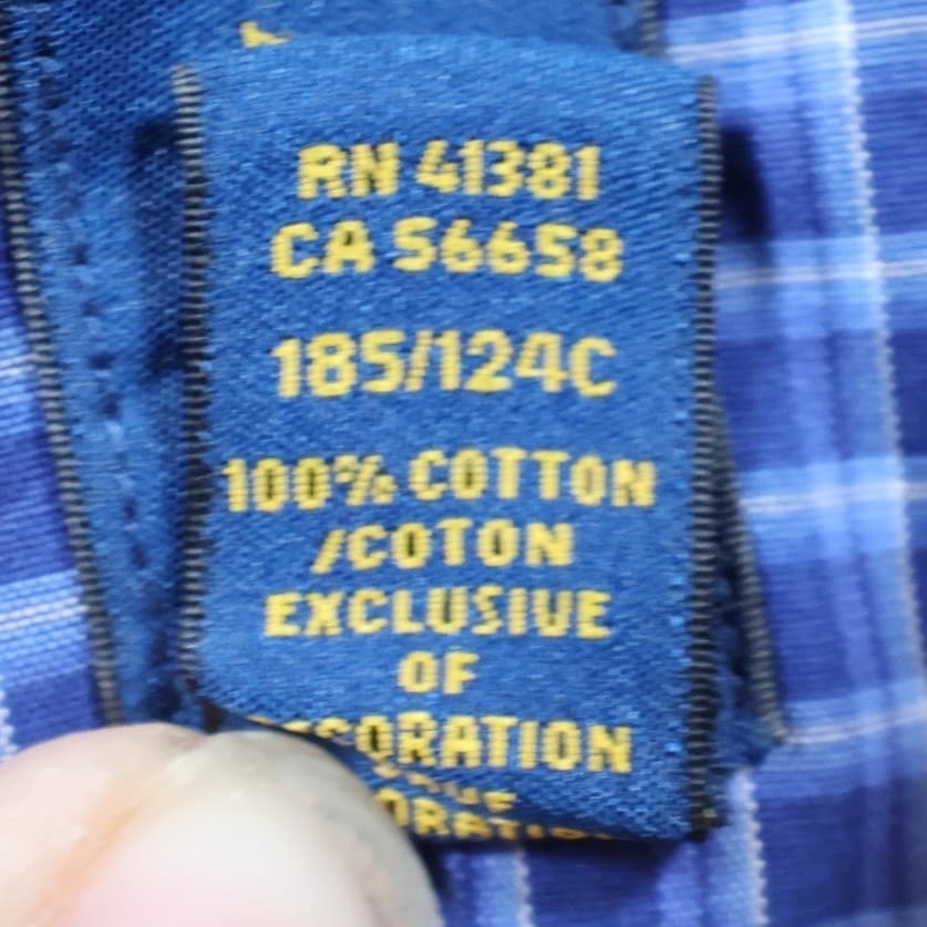 Ralph Lauren Button Down Shirt Mens 4XB Blue Cotton Easy Care Plaid Big & Tall - Thumbnail 8