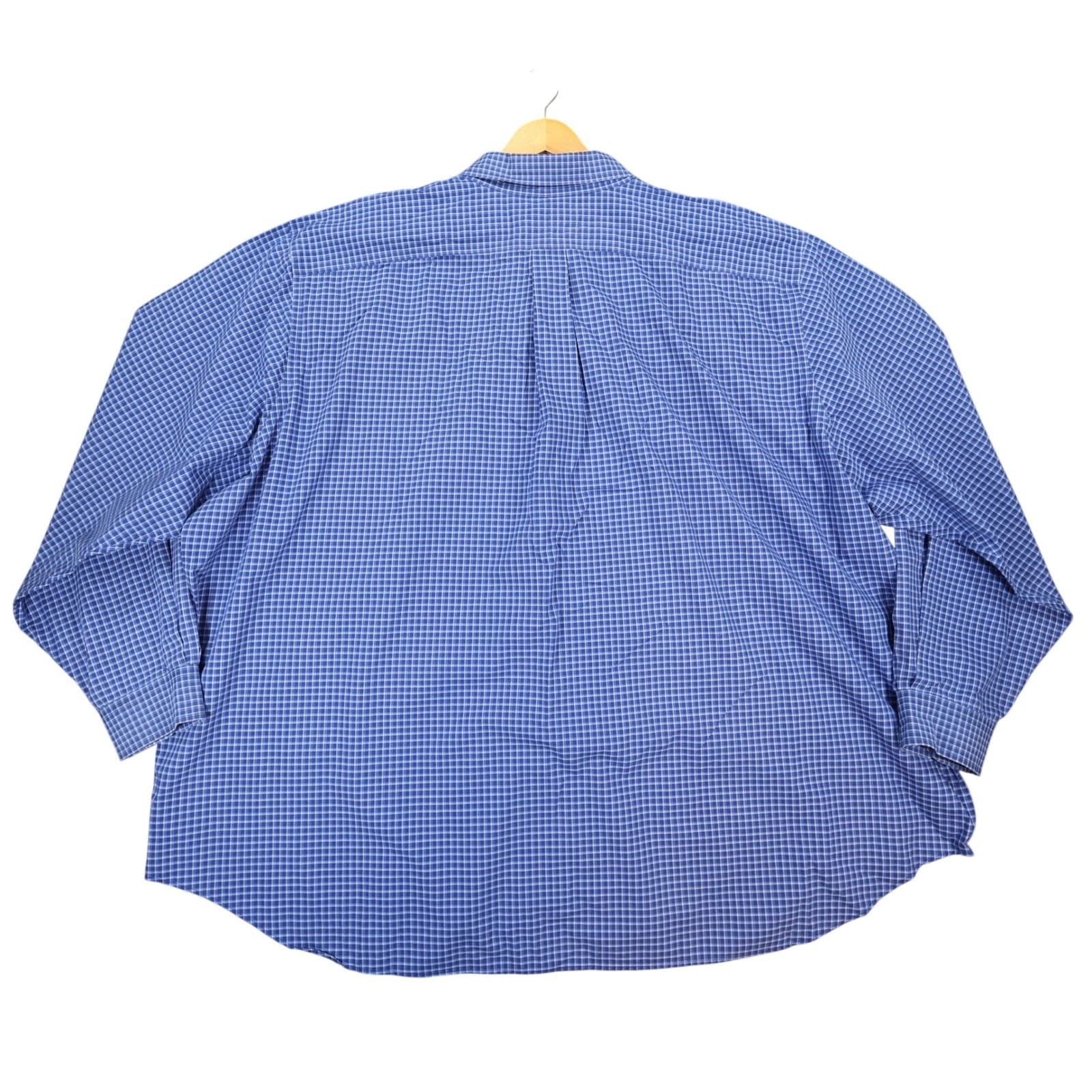 Ralph Lauren Button Down Shirt Mens 4XB Blue Cotton Easy Care Plaid Big & Tall - Thumbnail 2