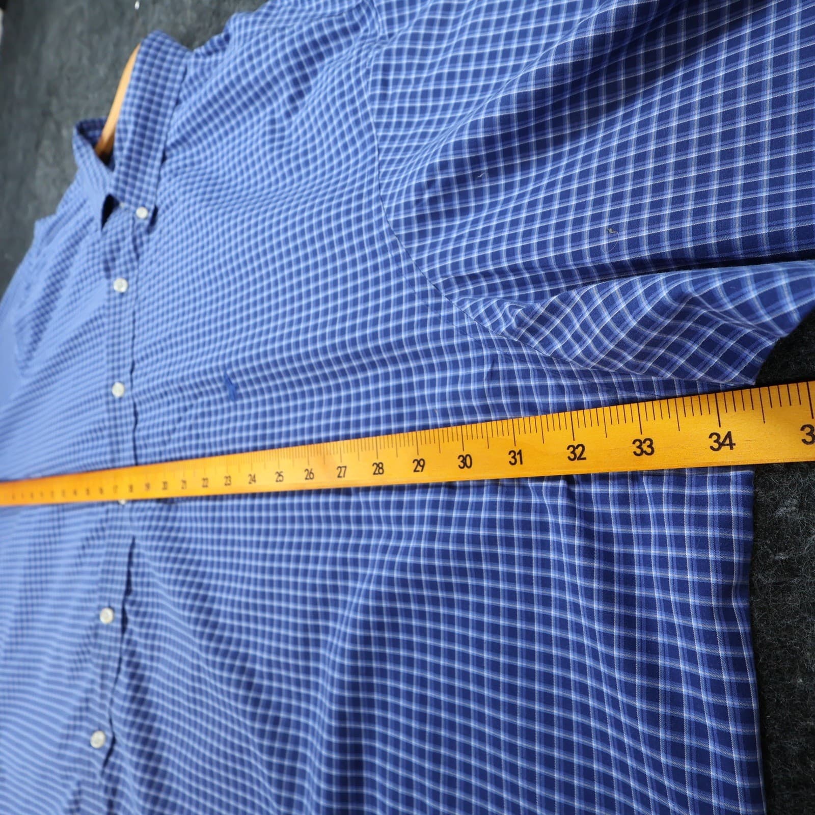 Ralph Lauren Button Down Shirt Mens 4XB Blue Cotton Easy Care Plaid Big & Tall - Thumbnail 3