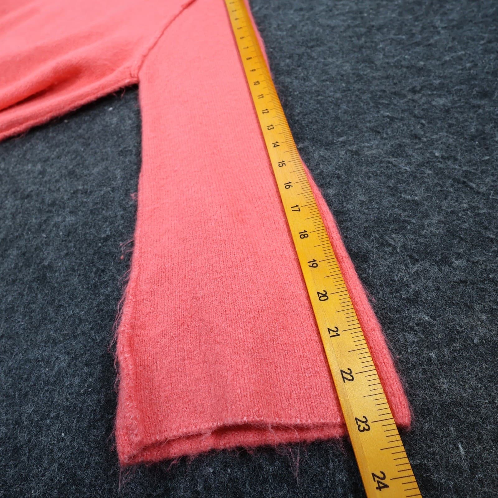 Zara Knit Sweater Womens Small Coral Pink Fuzzy Relaxed Fit Exposed Seam Casual - Thumbnail 4