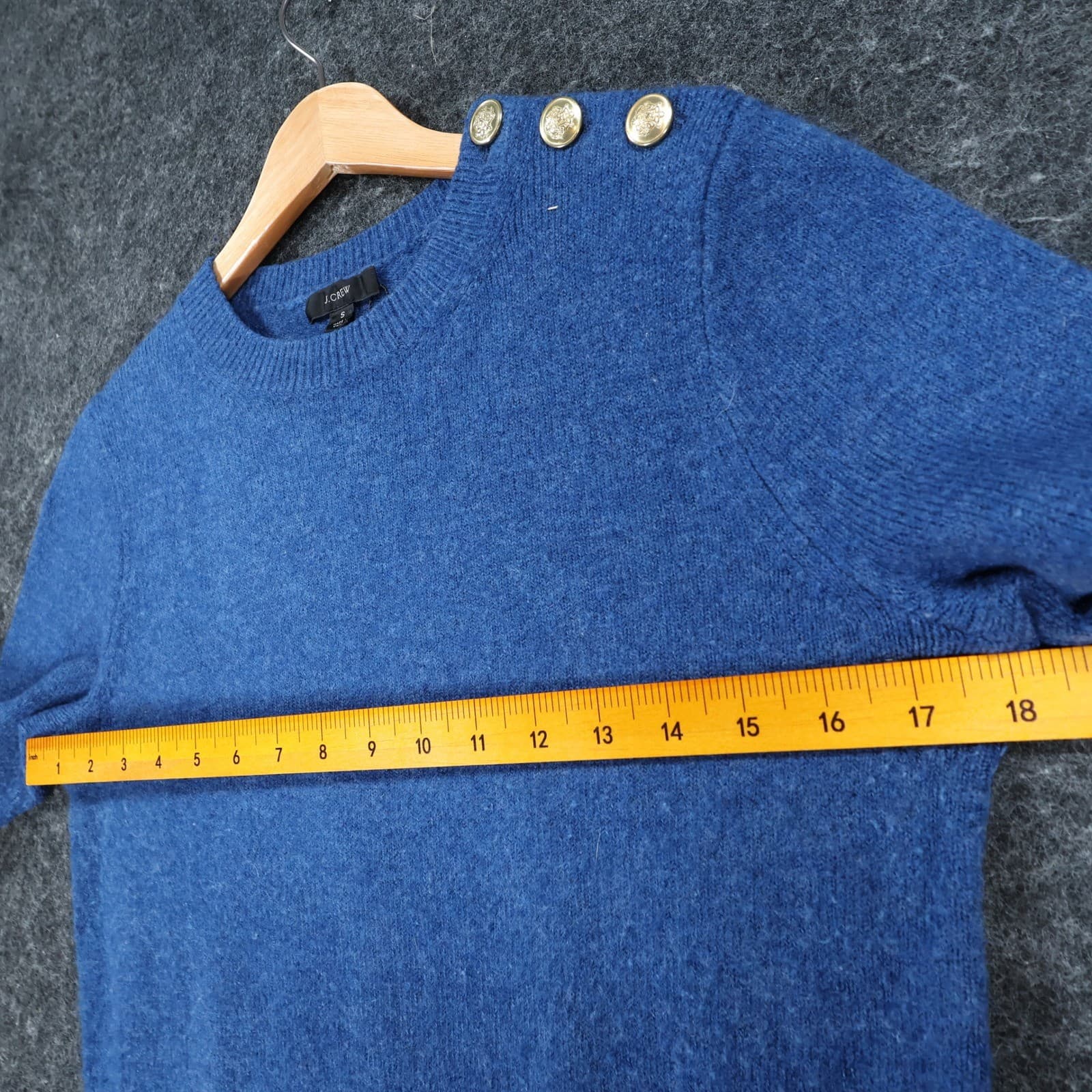 J.Crew Sweater Women S Blue Wool Alpaca Blend Shoulder Button Knit Crewneck - Thumbnail 3