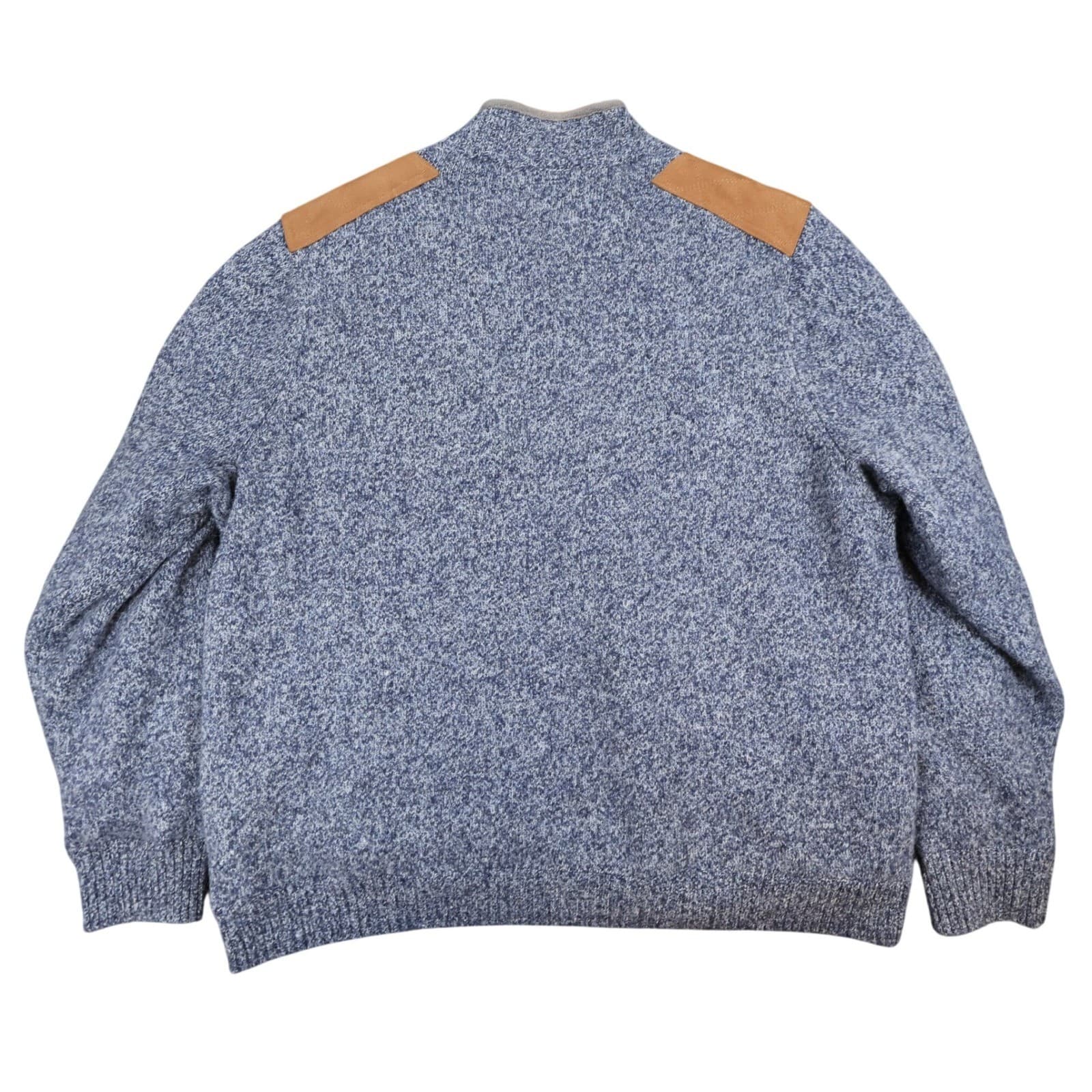 Duluth Trading Co Shetland Wool Windproof Zip Sweater Mens 2XL Blue Quilted - Thumbnail 2