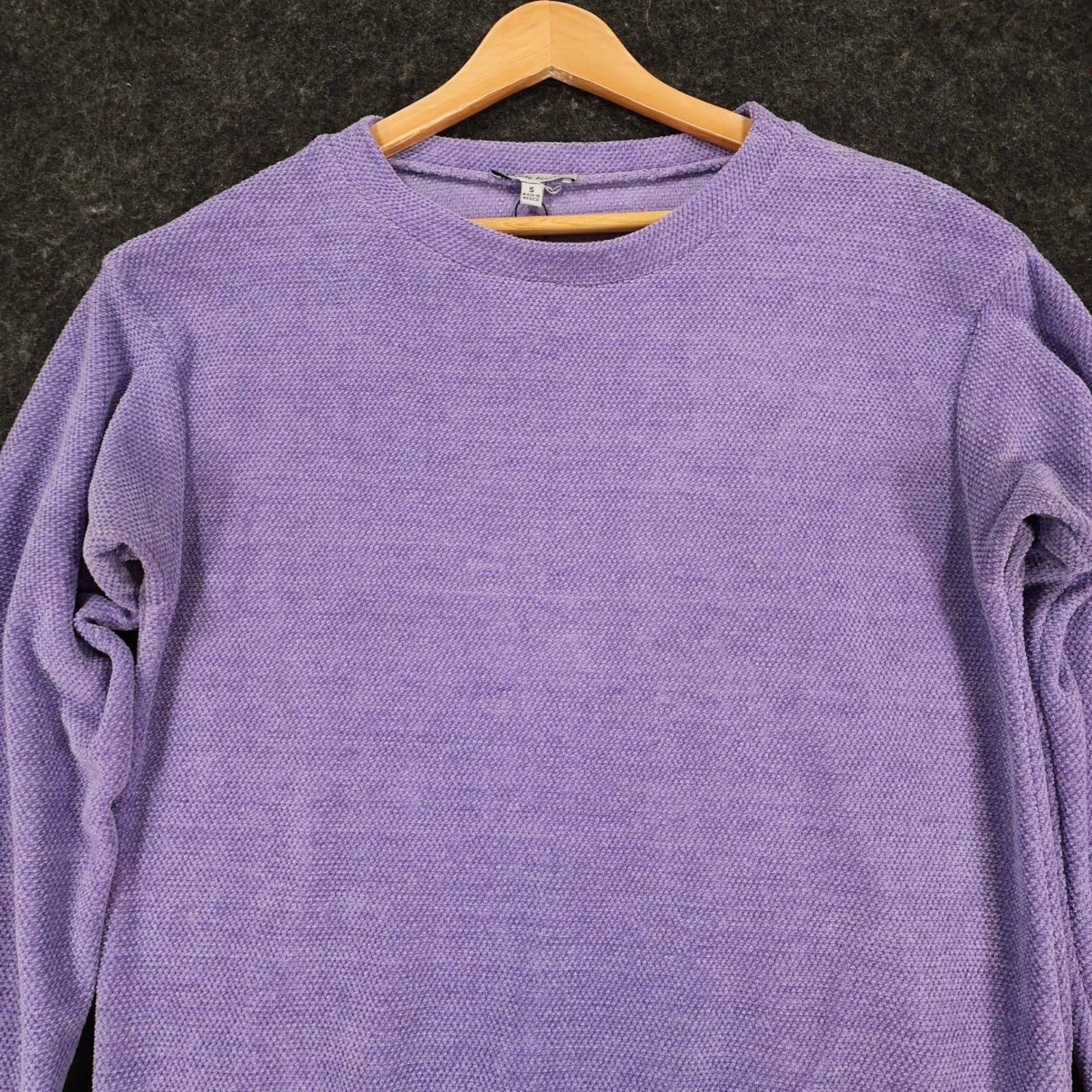 White Birch Pullover Sweatshirt Womens S Purple Polyester Popcorn Knit Casual - Thumbnail 9