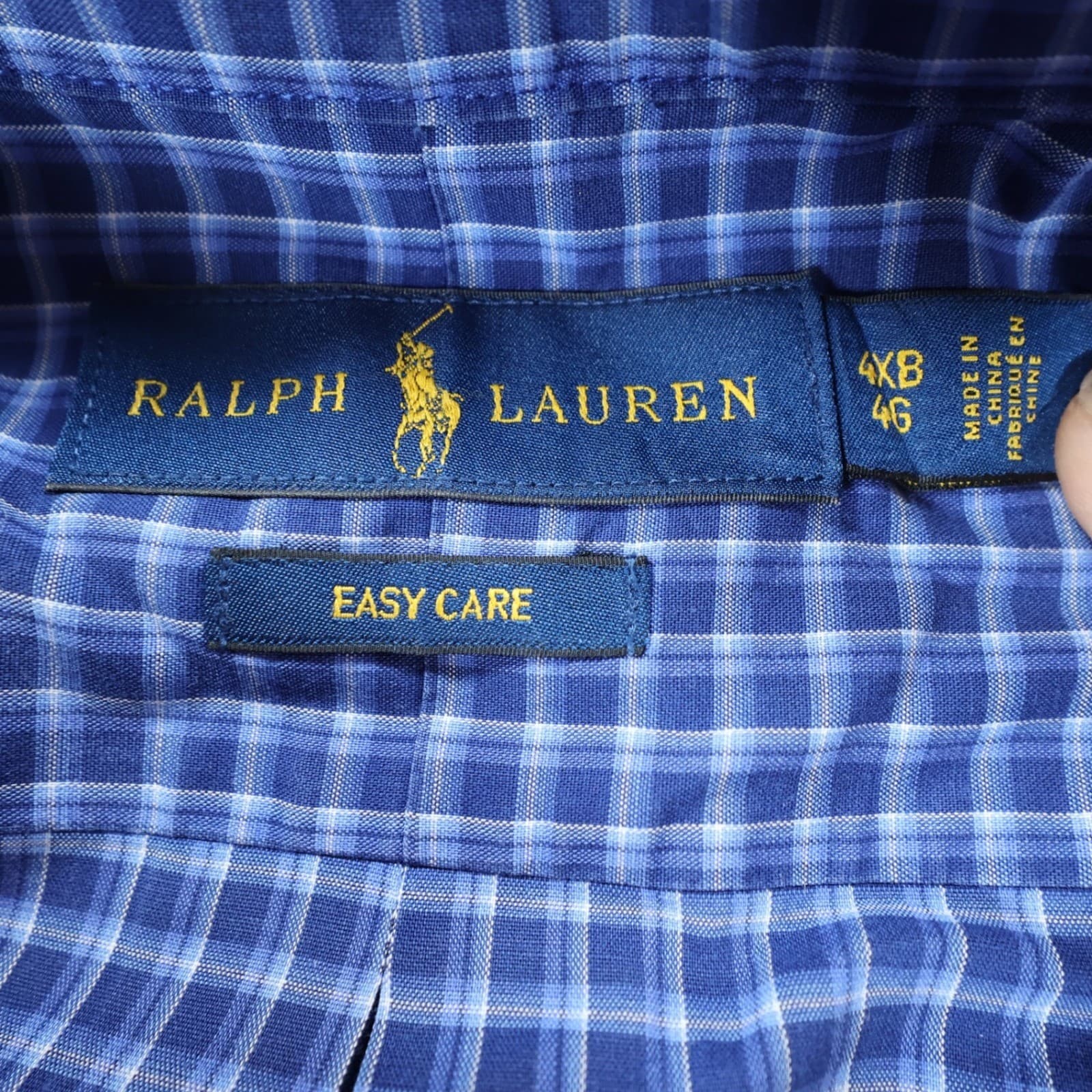 Ralph Lauren Button Down Shirt Mens 4XB Blue Cotton Easy Care Plaid Big & Tall - Thumbnail 7