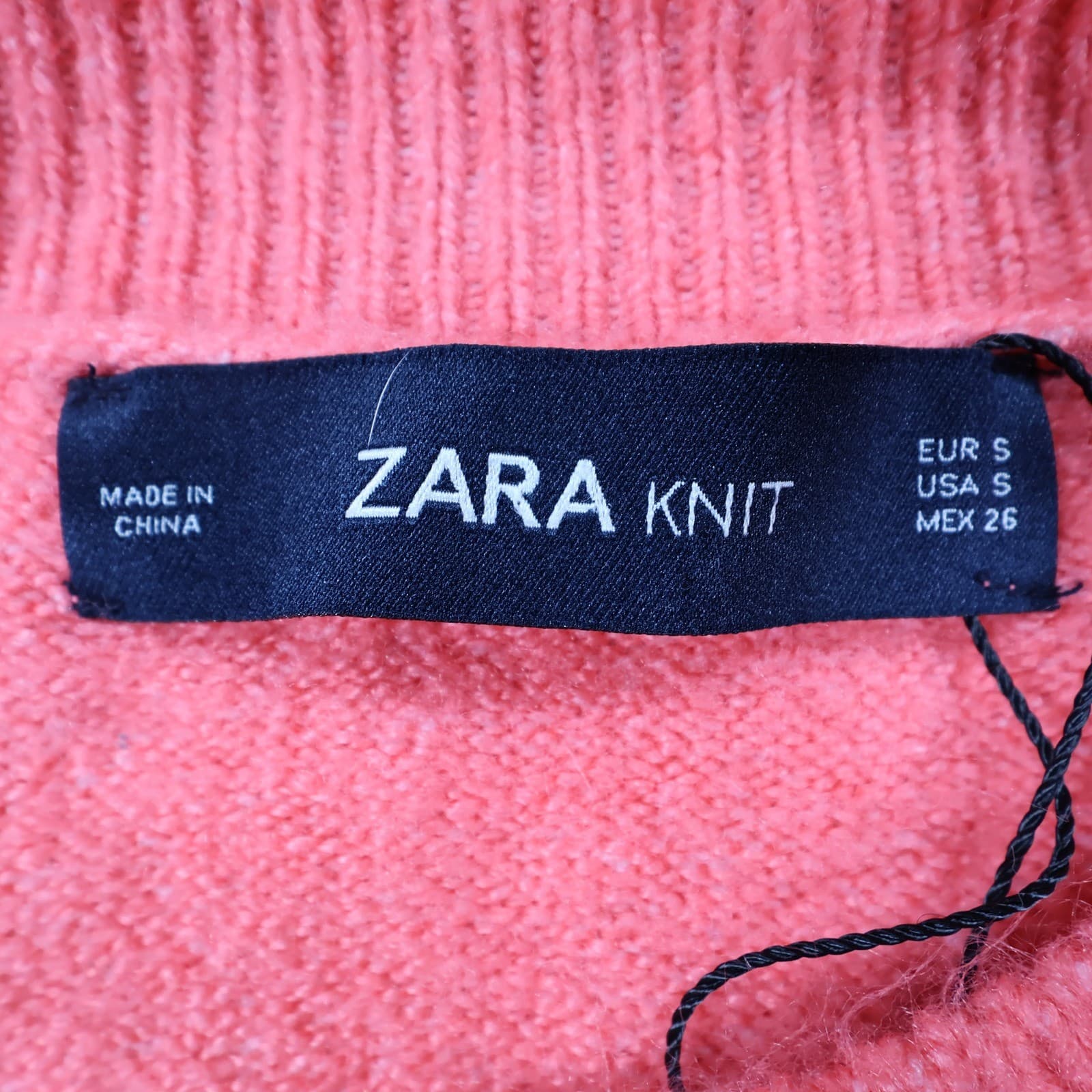 Zara Knit Sweater Womens Small Coral Pink Fuzzy Relaxed Fit Exposed Seam Casual - Thumbnail 7