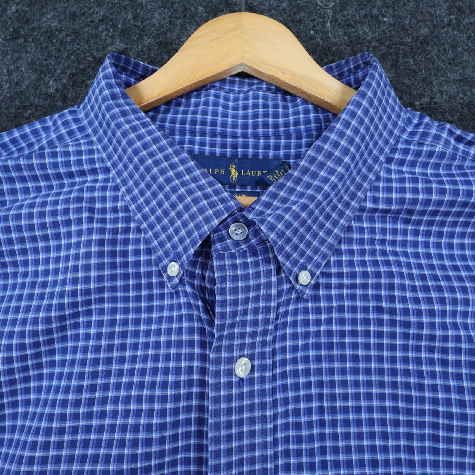 Ralph Lauren Button Down Shirt Mens 4XB Blue Cotton Easy Care Plaid Big & Tall - Thumbnail 10