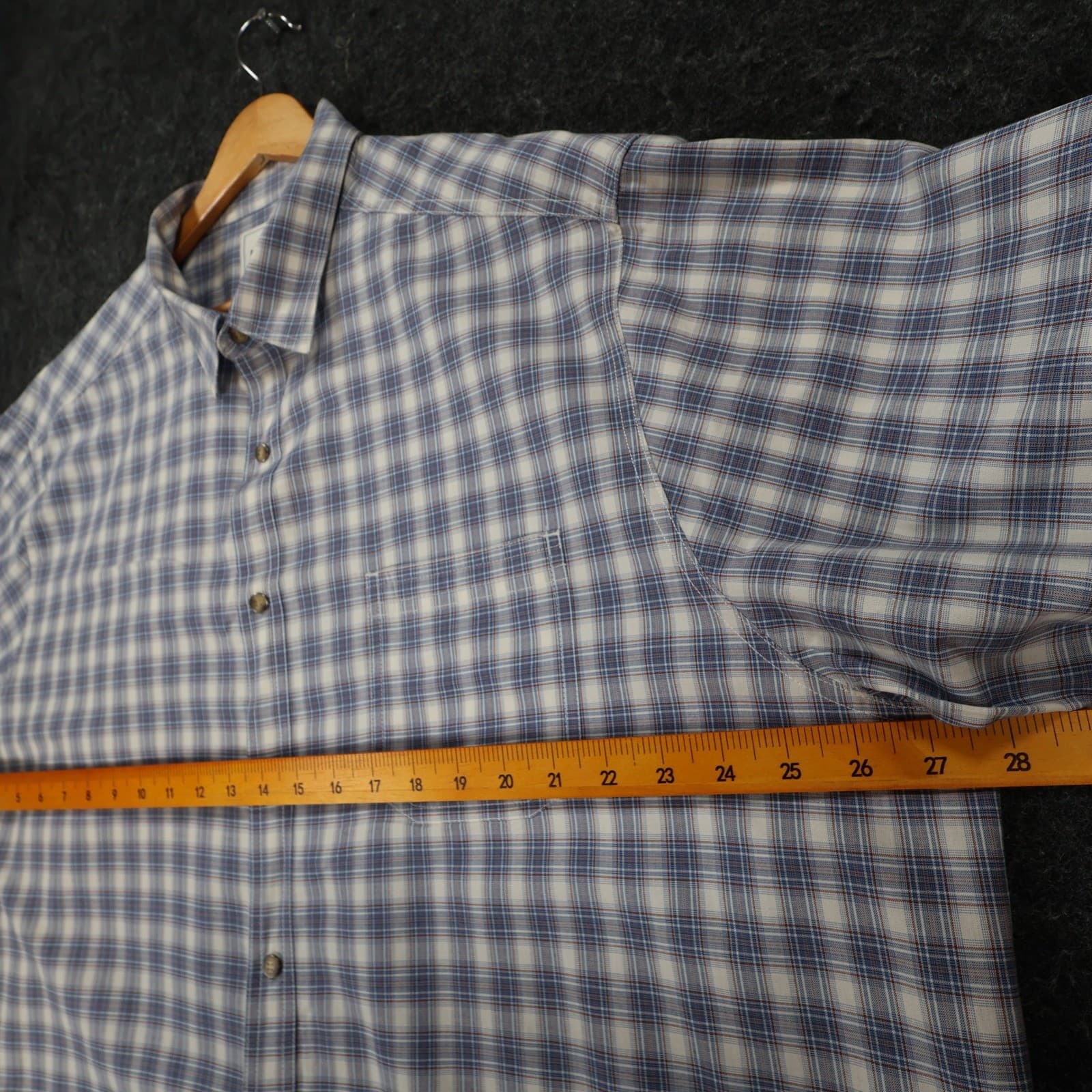 ROWM Button Down Shirt Mens 2XB Blue White Plaid Cotton Big & Tall Long Sleeve - Thumbnail 3