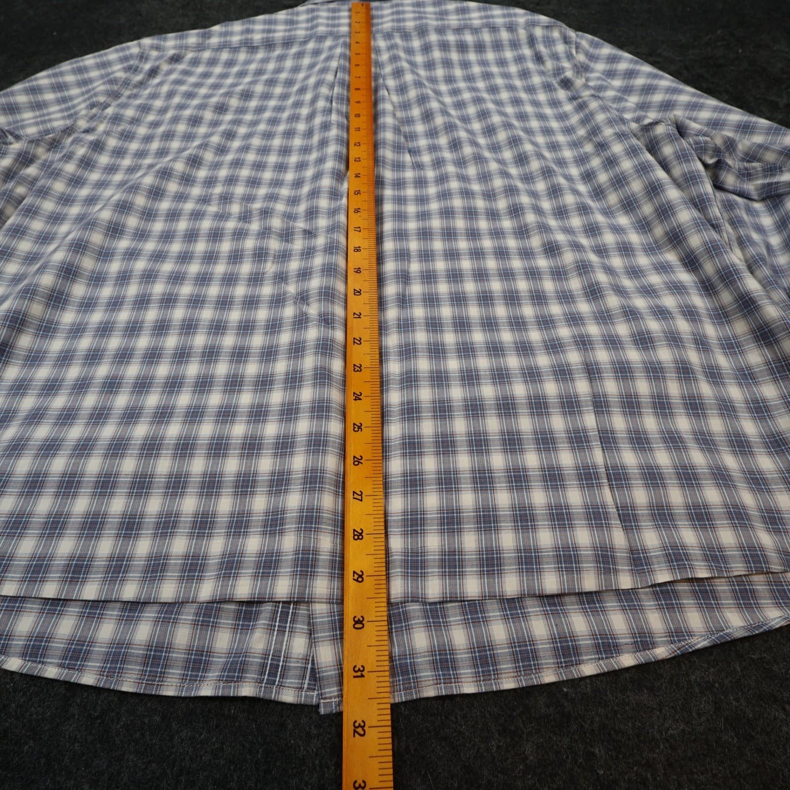 ROWM Button Down Shirt Mens 2XB Blue White Plaid Cotton Big & Tall Long Sleeve - Thumbnail 5
