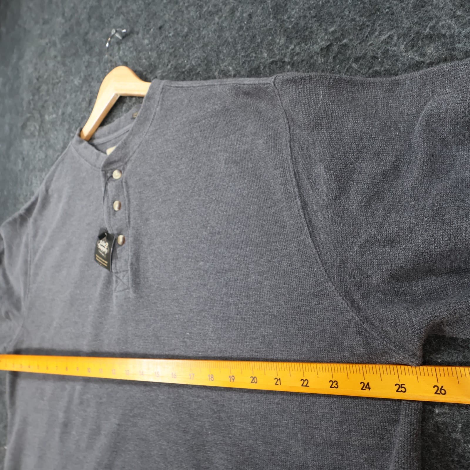 Naturalife Men's XXL Gray Cotton Blend Long Sleeve Henley Shirt - Thumbnail 3