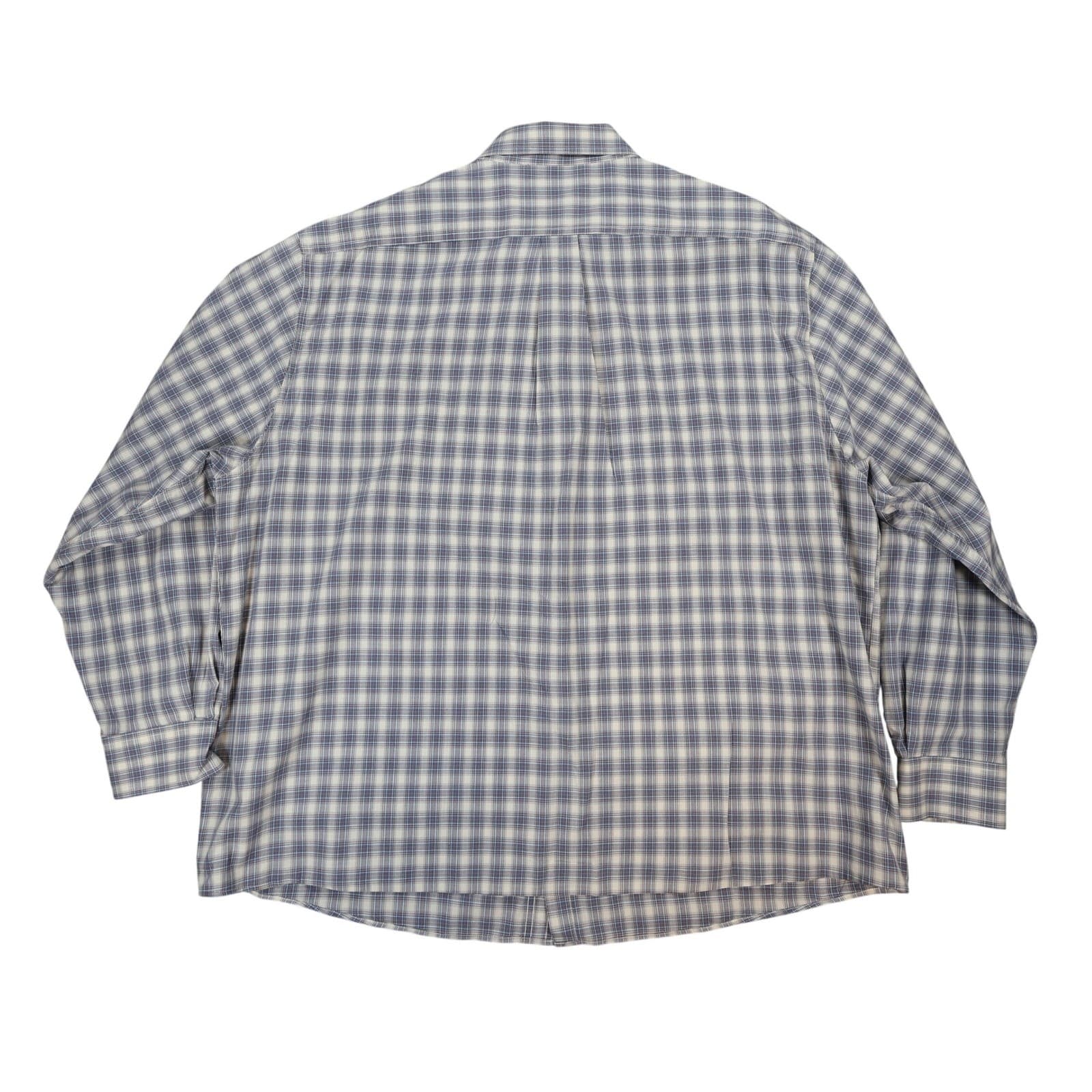 ROWM Button Down Shirt Mens 2XB Blue White Plaid Cotton Big & Tall Long Sleeve - Thumbnail 2