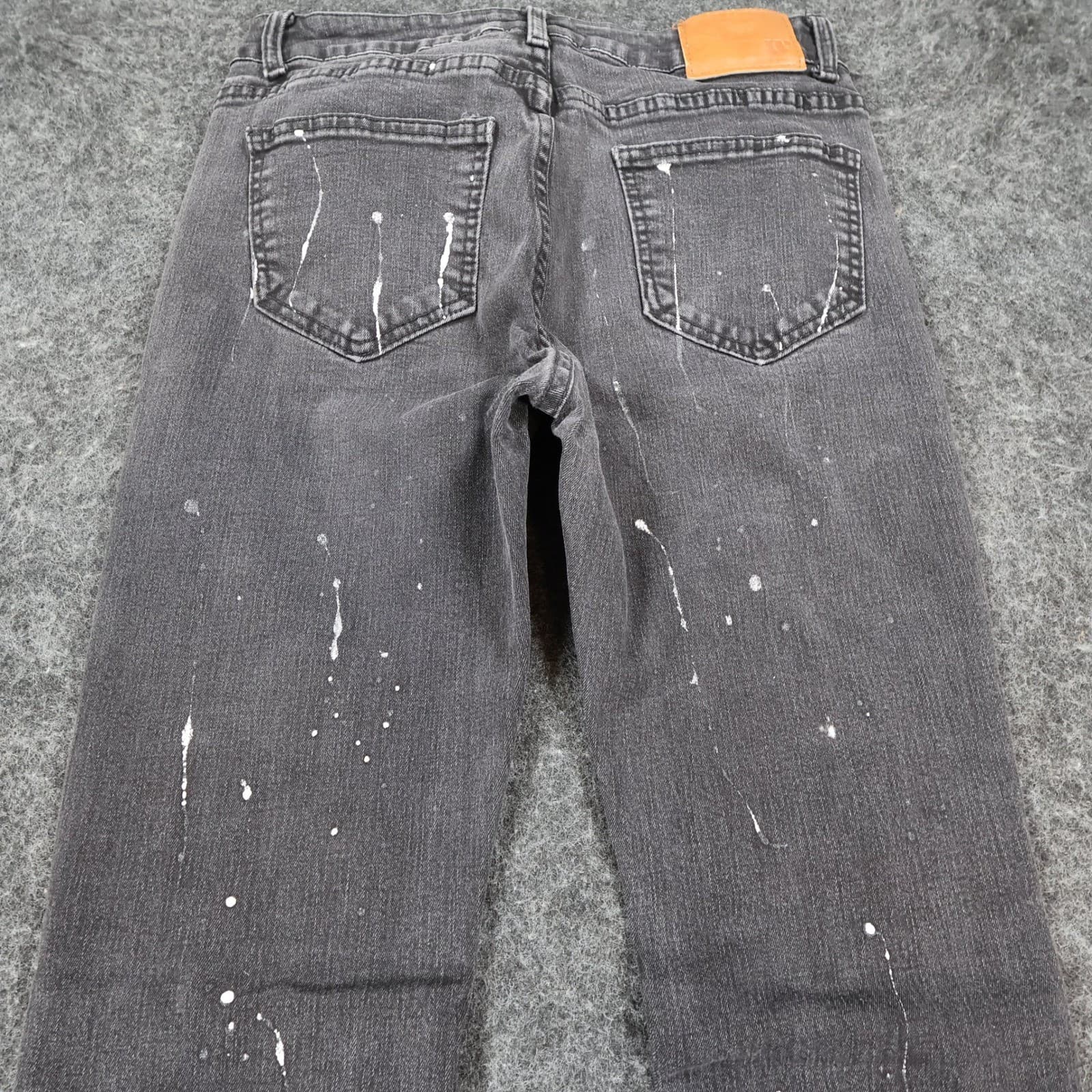 Waimea Skinny Jeans Mens 20 Black Cotton Blend Distressed Paint Splatter - Thumbnail 10