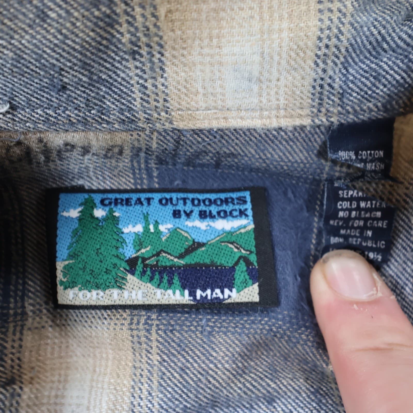 Great Outdoors Men's 2XL Tall Blue Cotton Plaid Button Front Shirt - Thumbnail 7