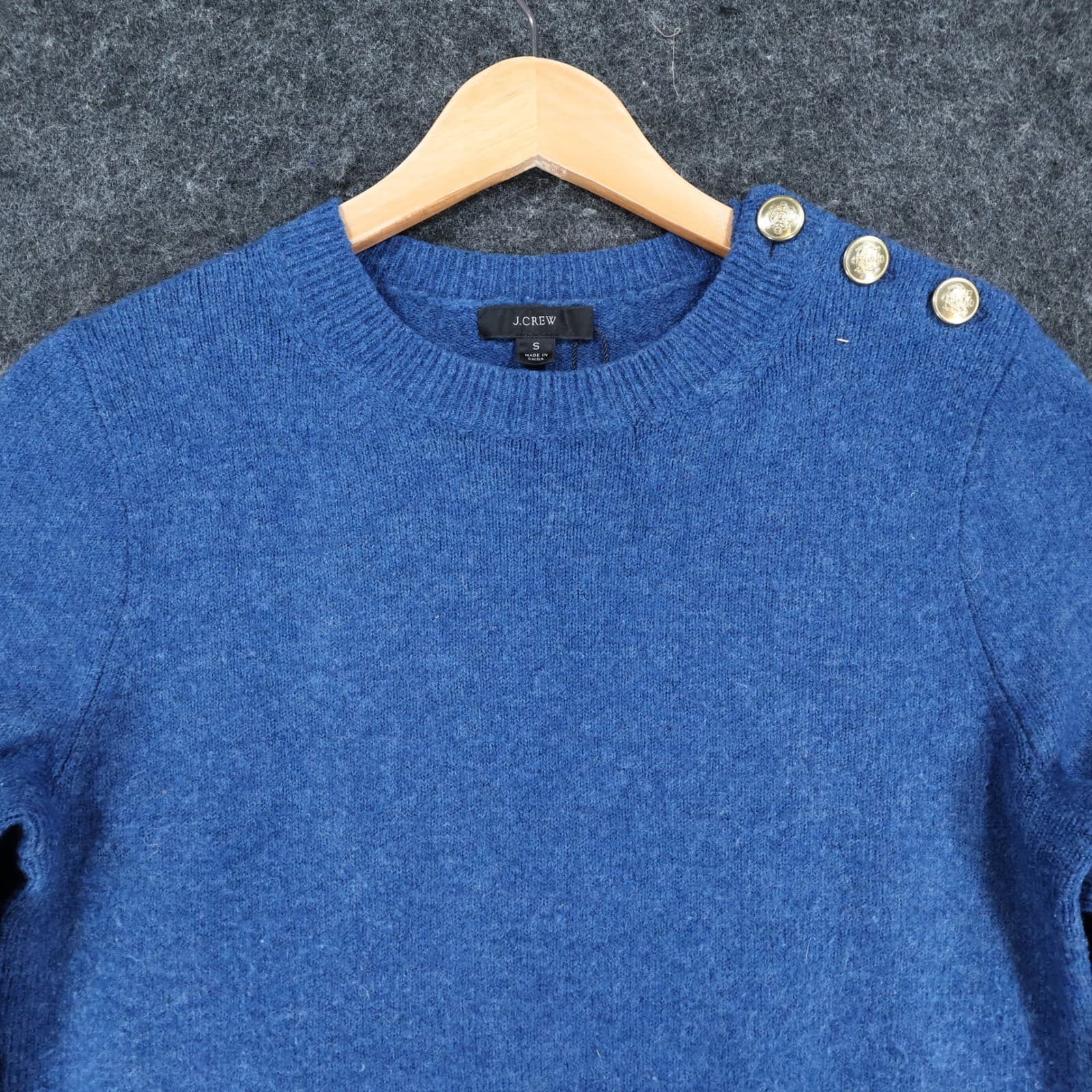 J.Crew Sweater Women S Blue Wool Alpaca Blend Shoulder Button Knit Crewneck - Thumbnail 9