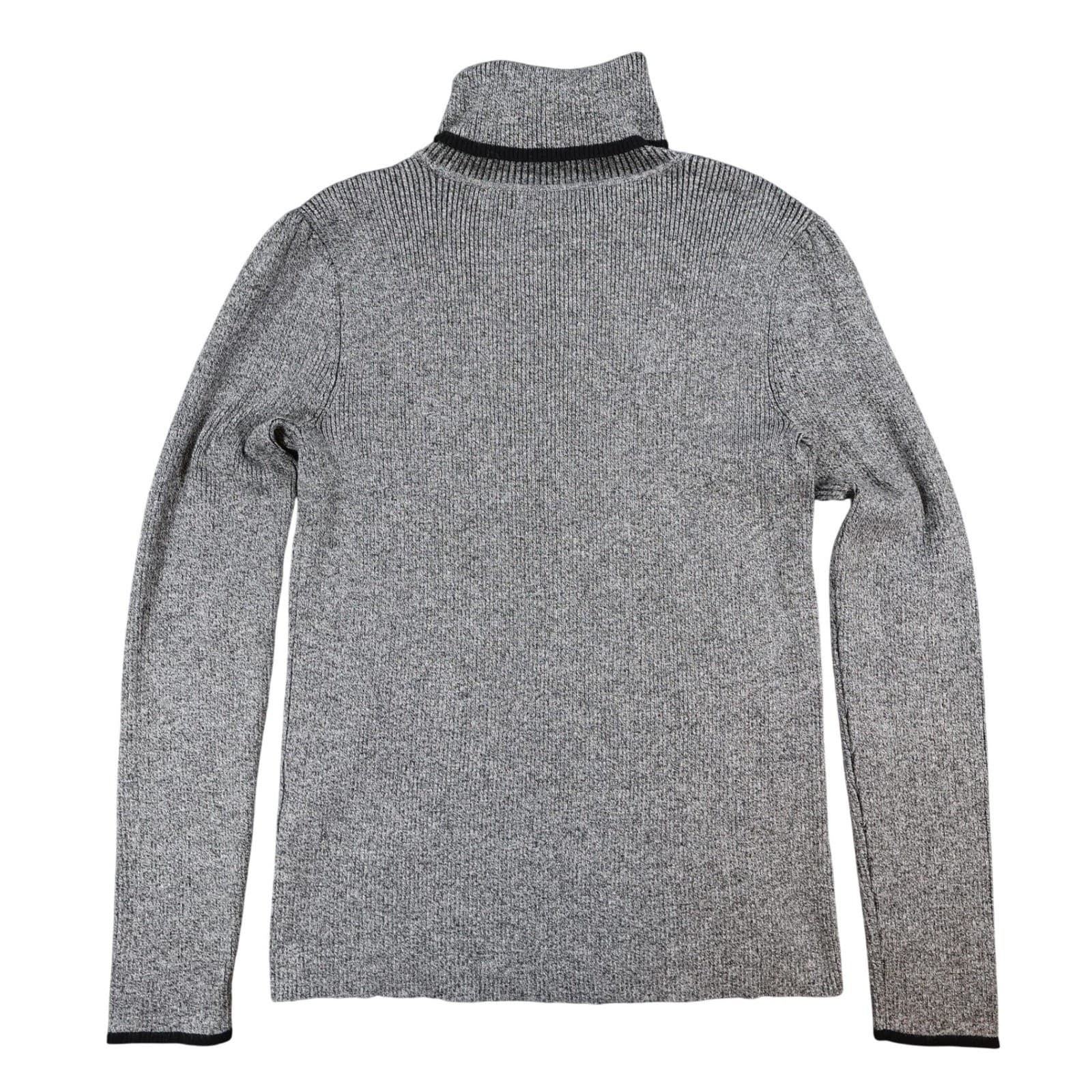 Calvin Klein Turtleneck Sweater Womens S Gray Rayon Ribbed Puff Sleeve Knit Top - Thumbnail 2