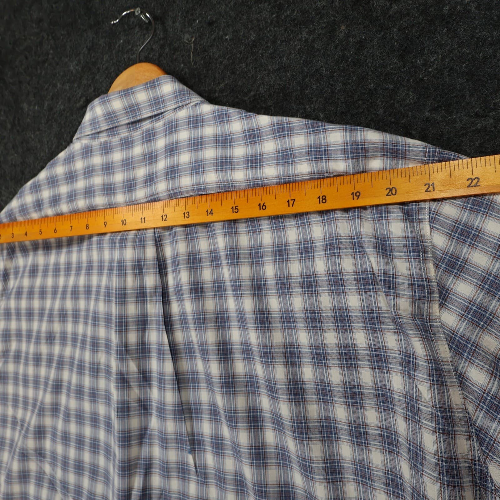 ROWM Button Down Shirt Mens 2XB Blue White Plaid Cotton Big & Tall Long Sleeve - Thumbnail 6