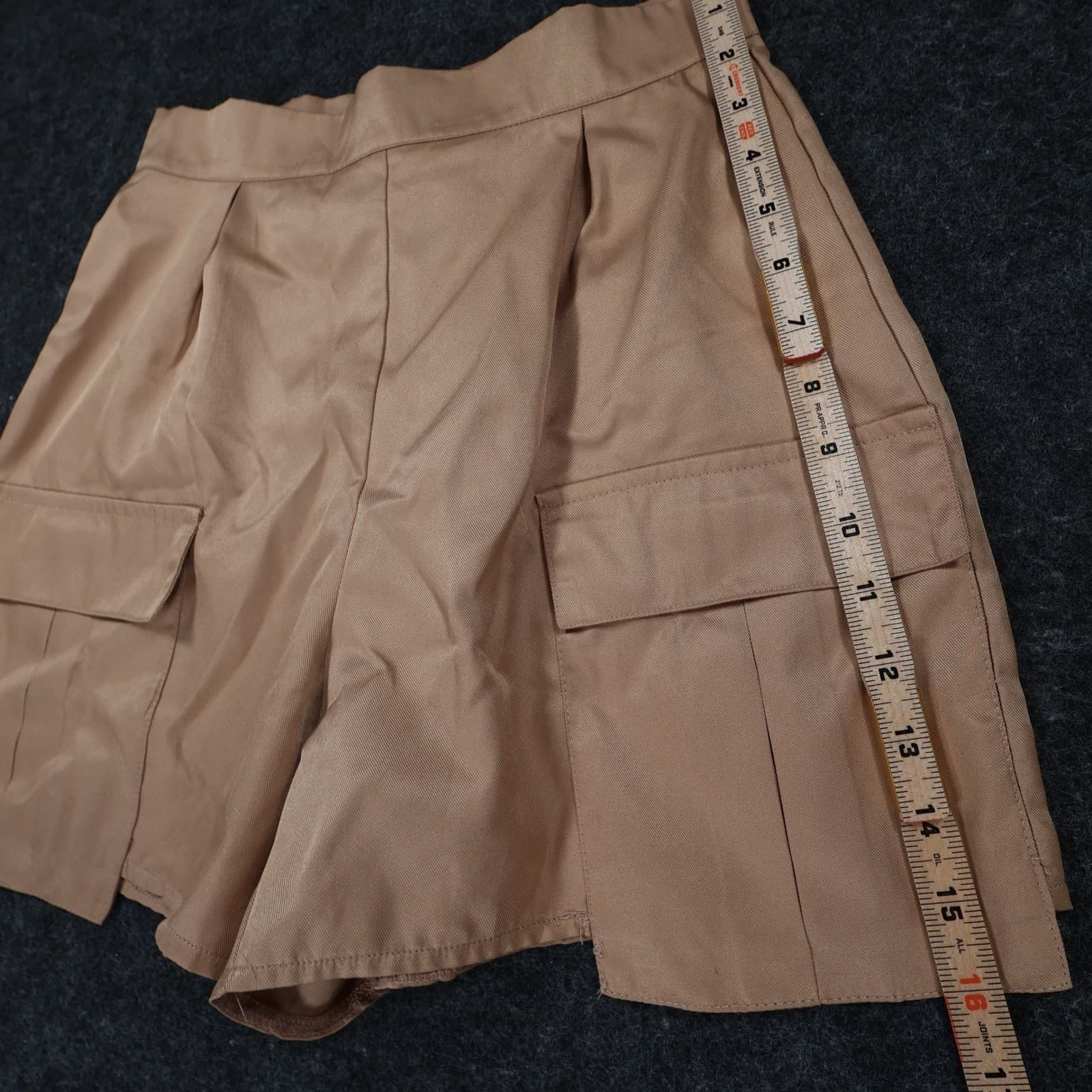PrettyLittleThing Cargo Shorts Womens 4 Tan Polyester High Rise Utility Pleated - Thumbnail 3