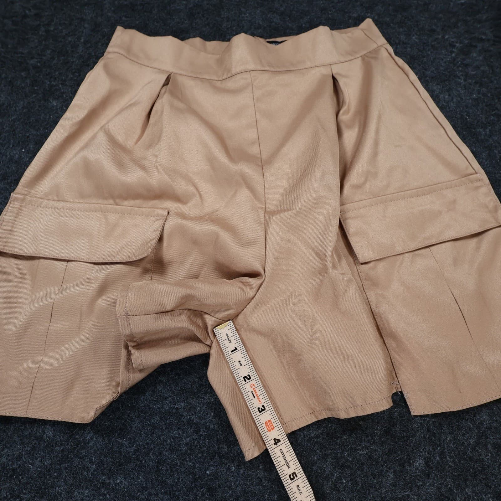 PrettyLittleThing Cargo Shorts Womens 4 Tan Polyester High Rise Utility Pleated - Thumbnail 4