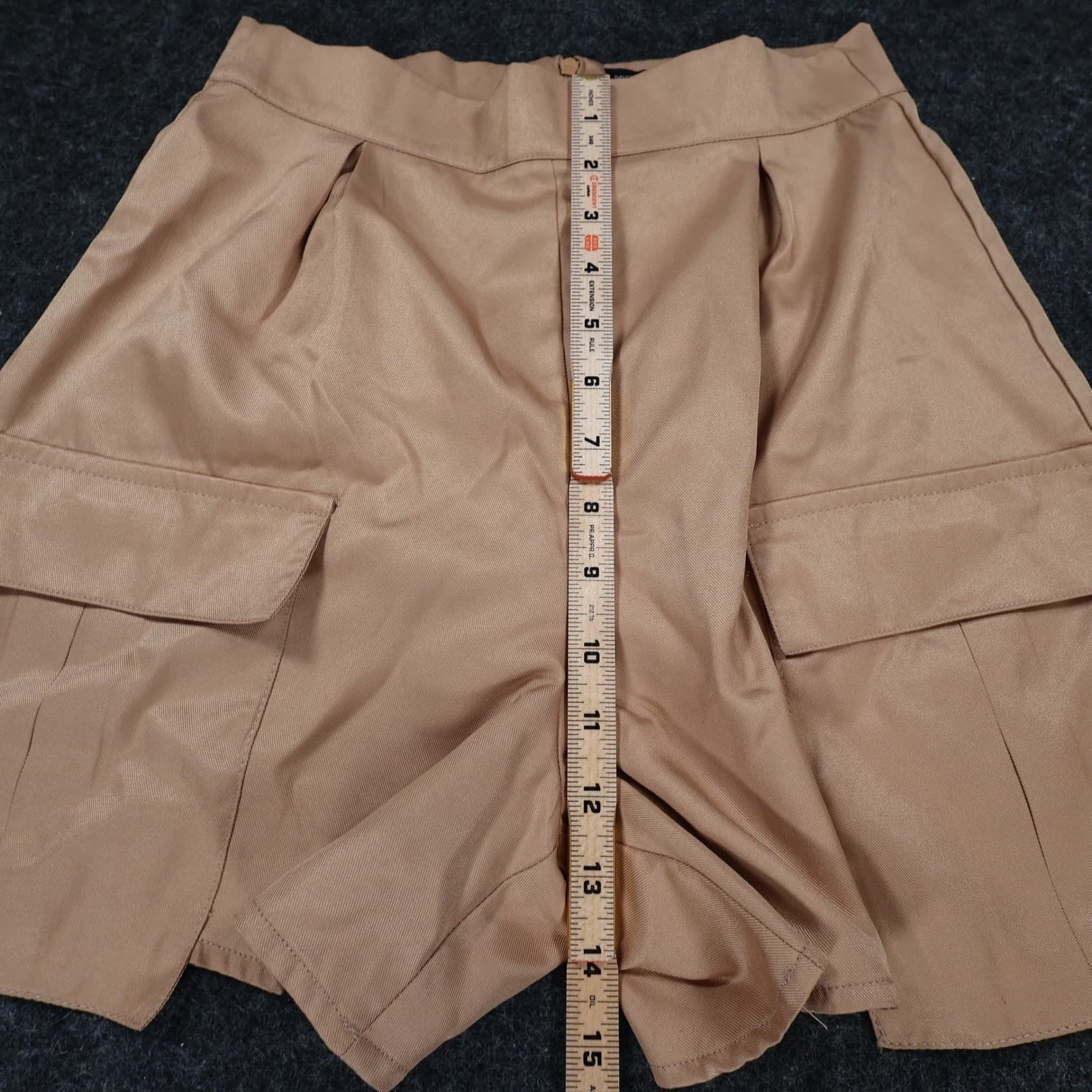 PrettyLittleThing Cargo Shorts Womens 4 Tan Polyester High Rise Utility Pleated - Thumbnail 5